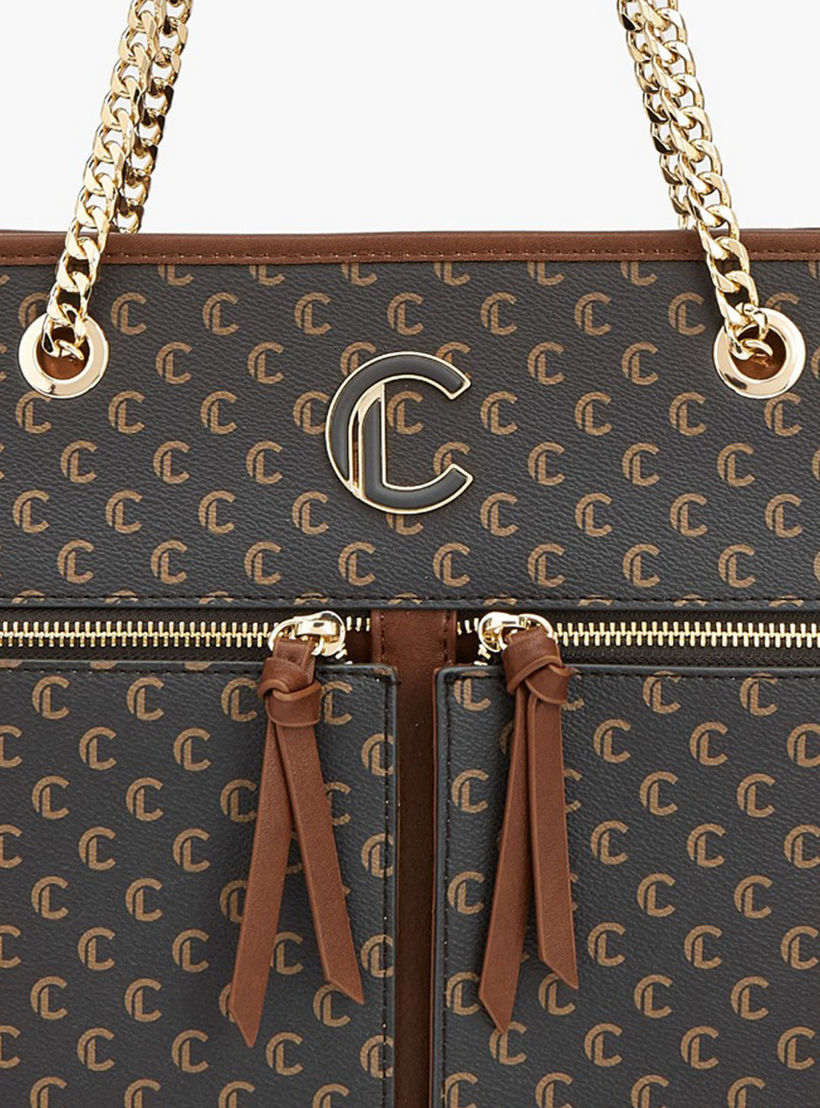 شنطة توتي بمقابض سلسلة وطبعات مونوجرام من لو كونفورت-women-bagsandwallets-handbags-image-8