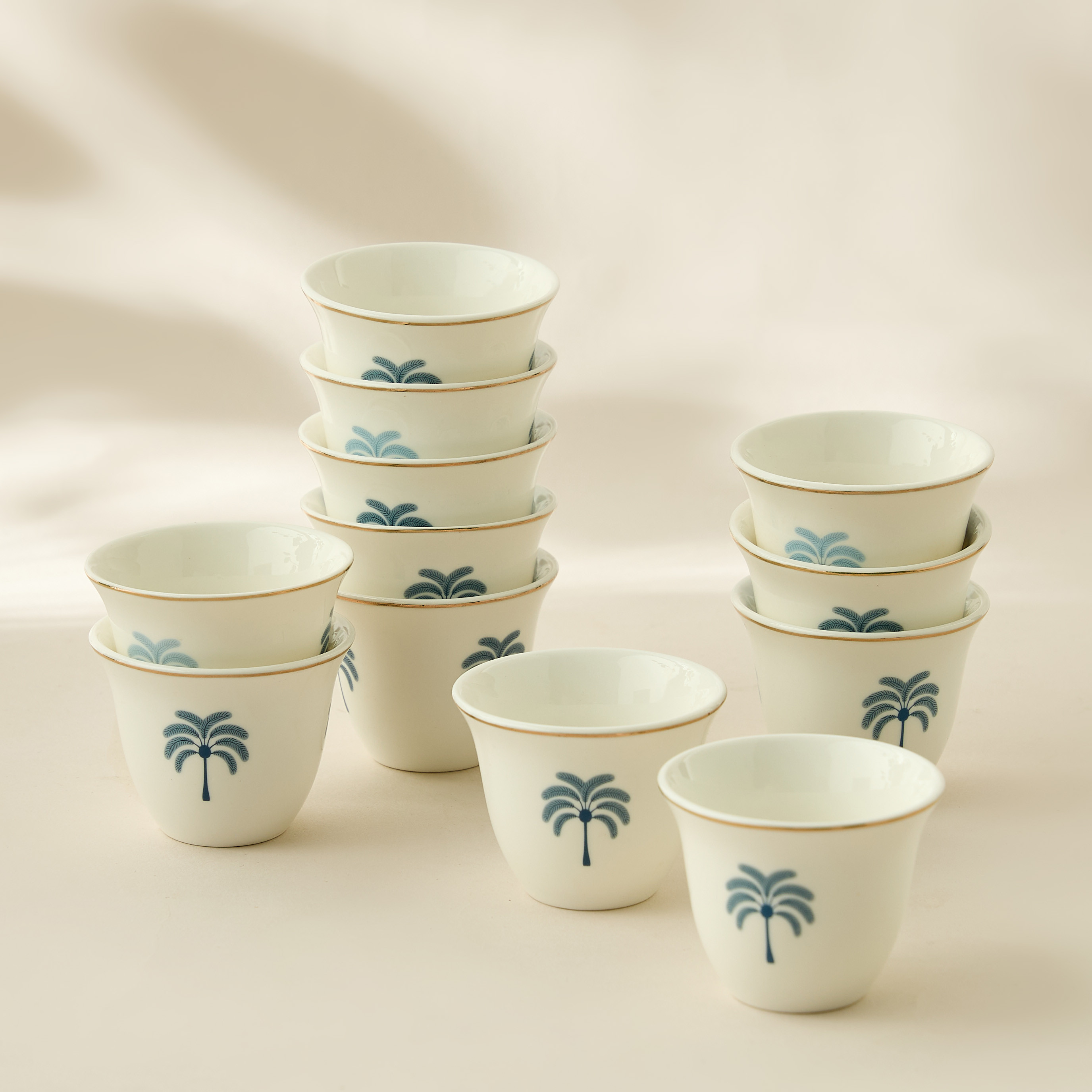 Palm Tree Print New Bone China Kahwa Cup - Set of 12-household-dining-teaandcoffee-teaandcoffeesets-image-5