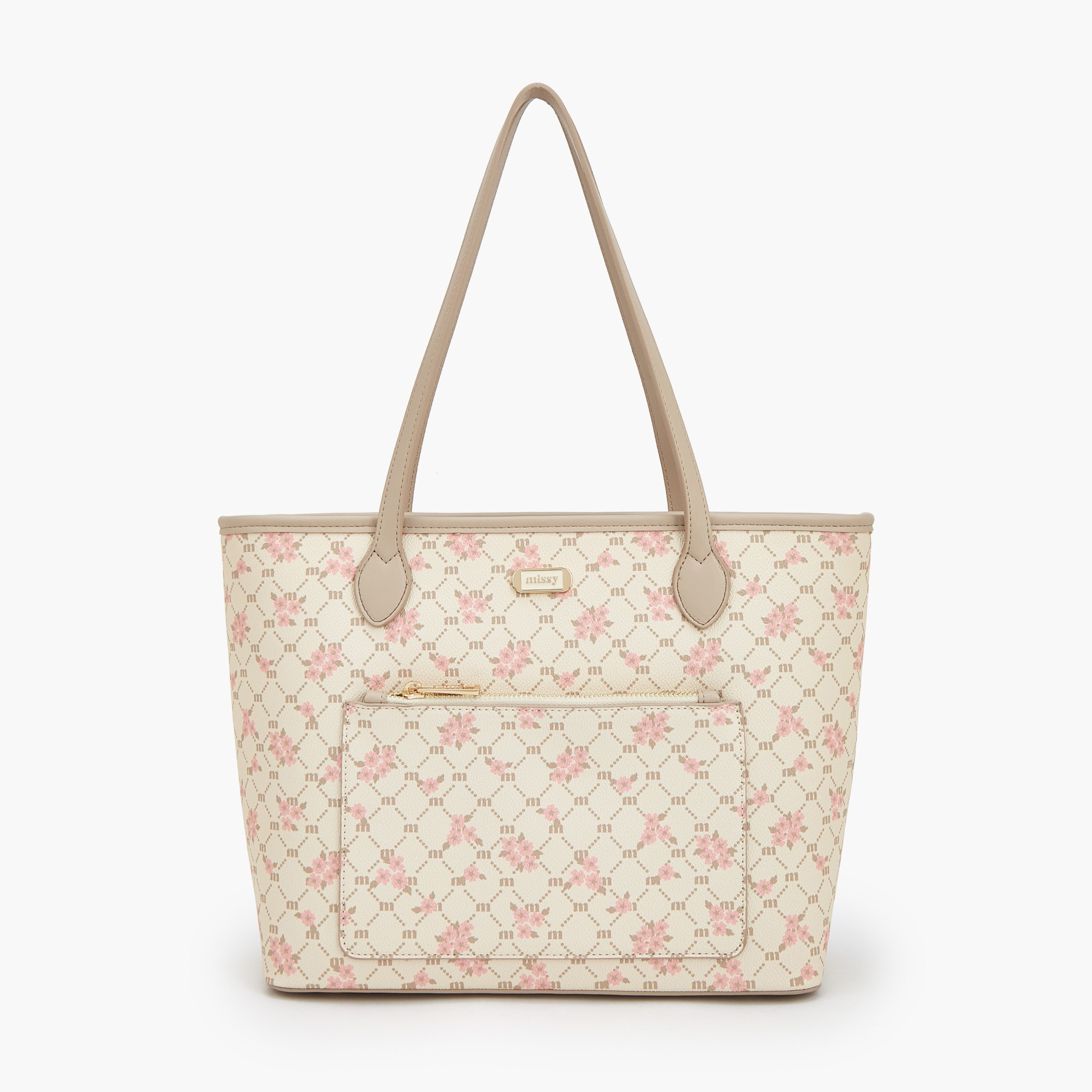 شنطة توتي بمقابض مزدوجة وطبعات مونوجرام من ميسي-women-bagsandwallets-handbags-image-1