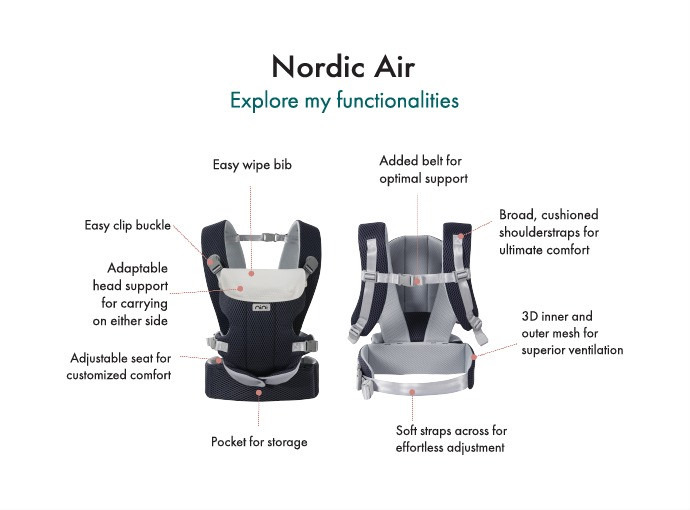 Nini Nordic Air Baby Carrier with Easy Wipe Bib-baby-gear-babycarriers-image-10