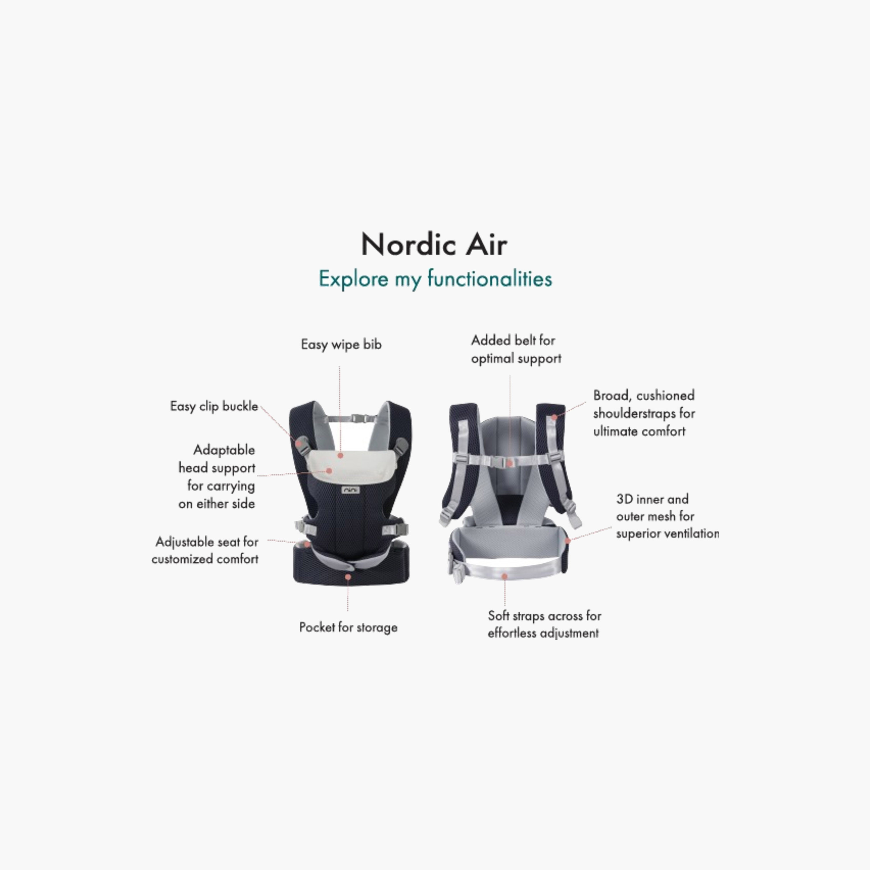 Nini Nordic Air Baby Carrier with Easy Wipe Bib-baby-gear-babycarriers-image-17