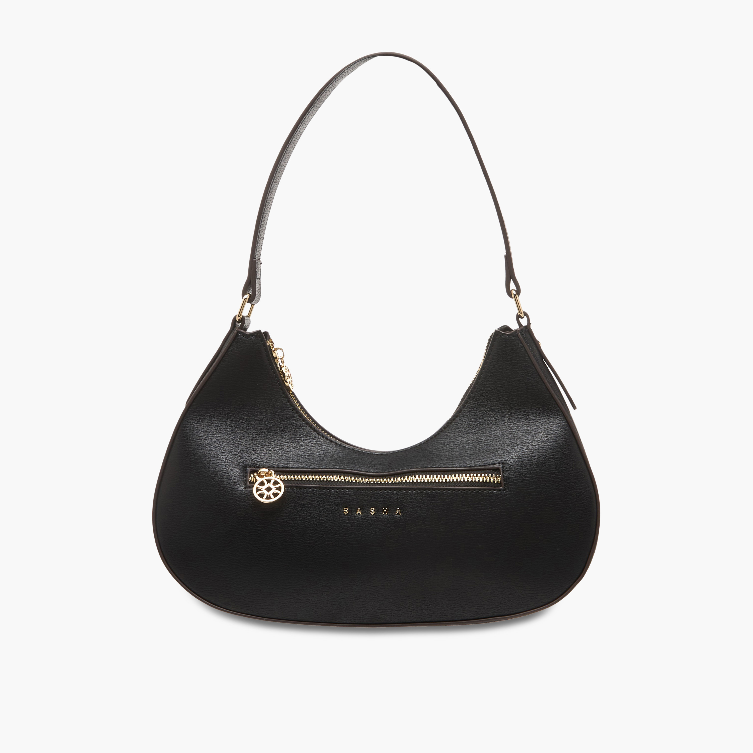Sasha Kod Solid Baguette Bag with Zip Closure-women-bagsandwallets-handbags-image-1
