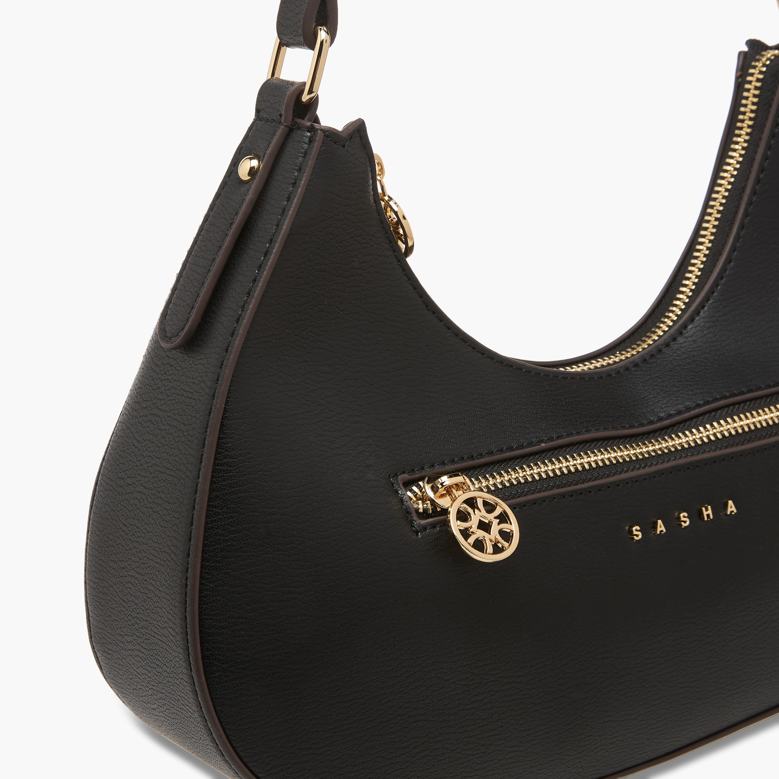 Sasha Kod Solid Baguette Bag with Zip Closure-women-bagsandwallets-handbags-image-5