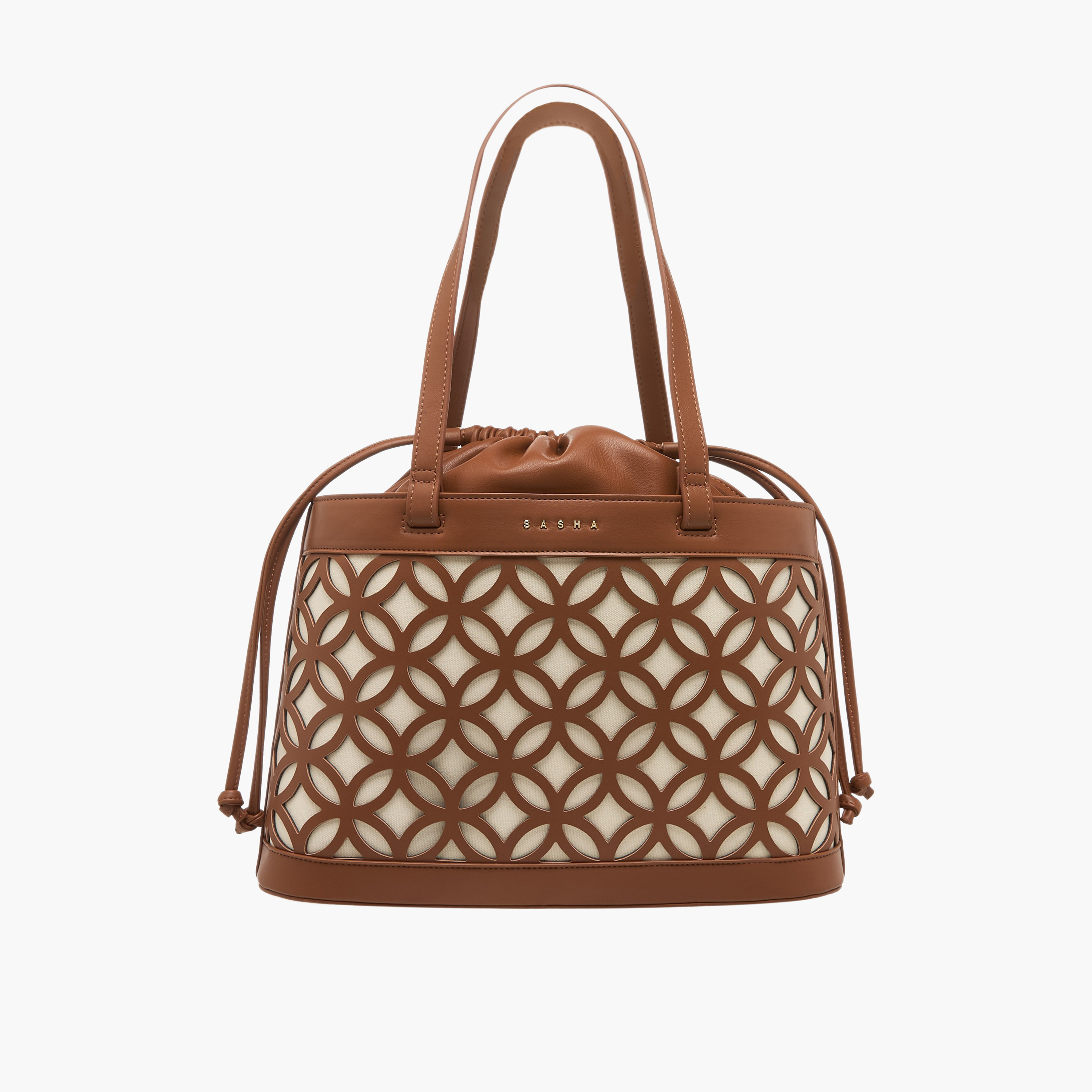 شنطة كتف بتفاصيل مفرغة وبرباط إغلاق كود من ساشا-women-bagsandwallets-handbags-image-1