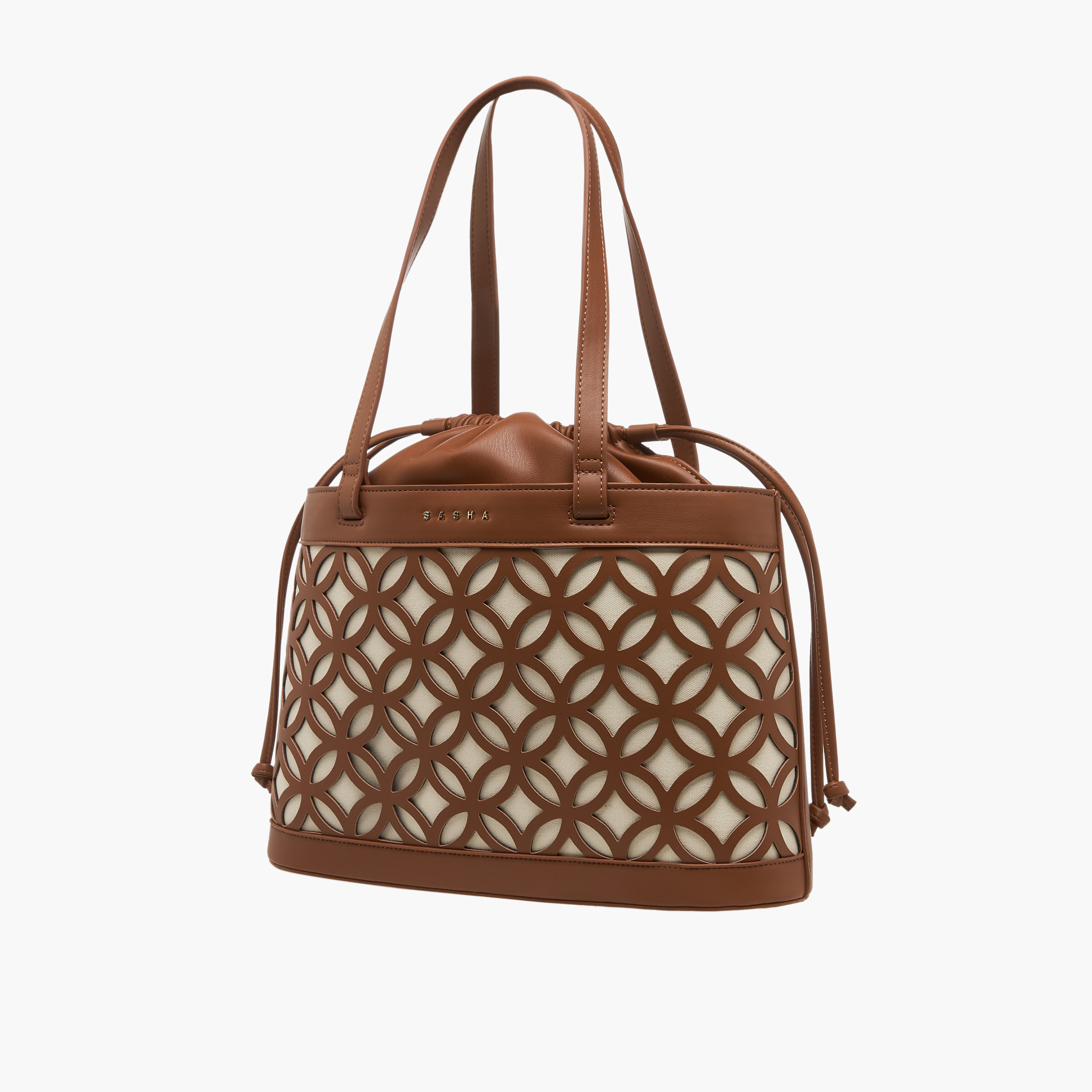 شنطة كتف بتفاصيل مفرغة وبرباط إغلاق كود من ساشا-women-bagsandwallets-handbags-image-3