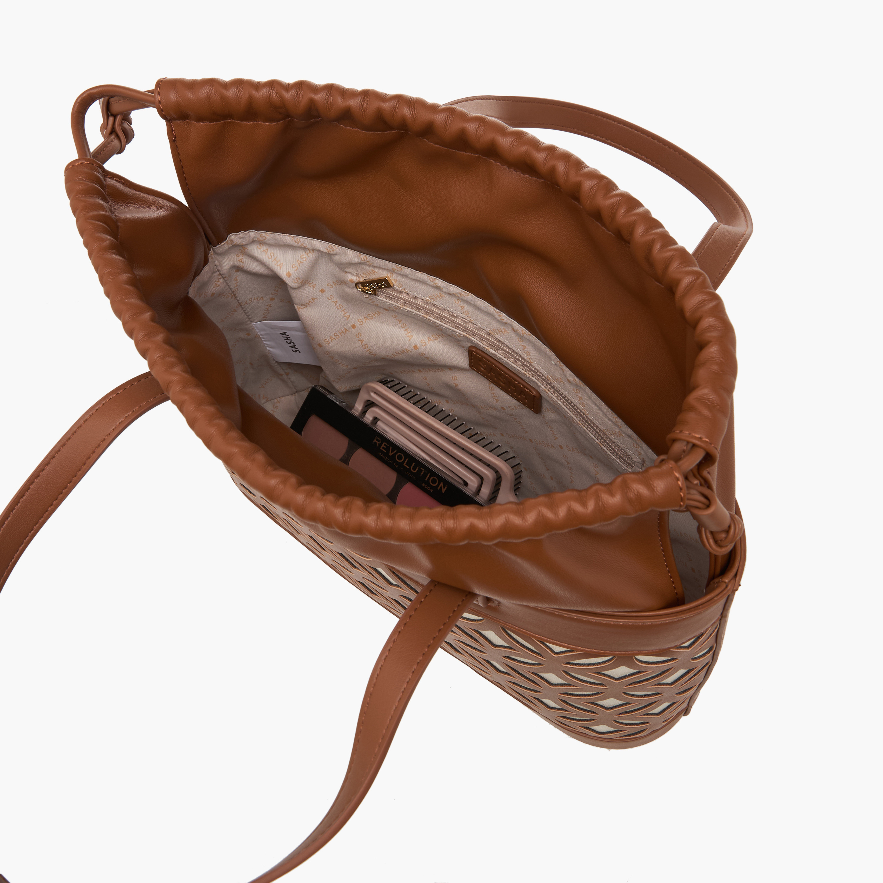 شنطة كتف بتفاصيل مفرغة وبرباط إغلاق كود من ساشا-women-bagsandwallets-handbags-image-8