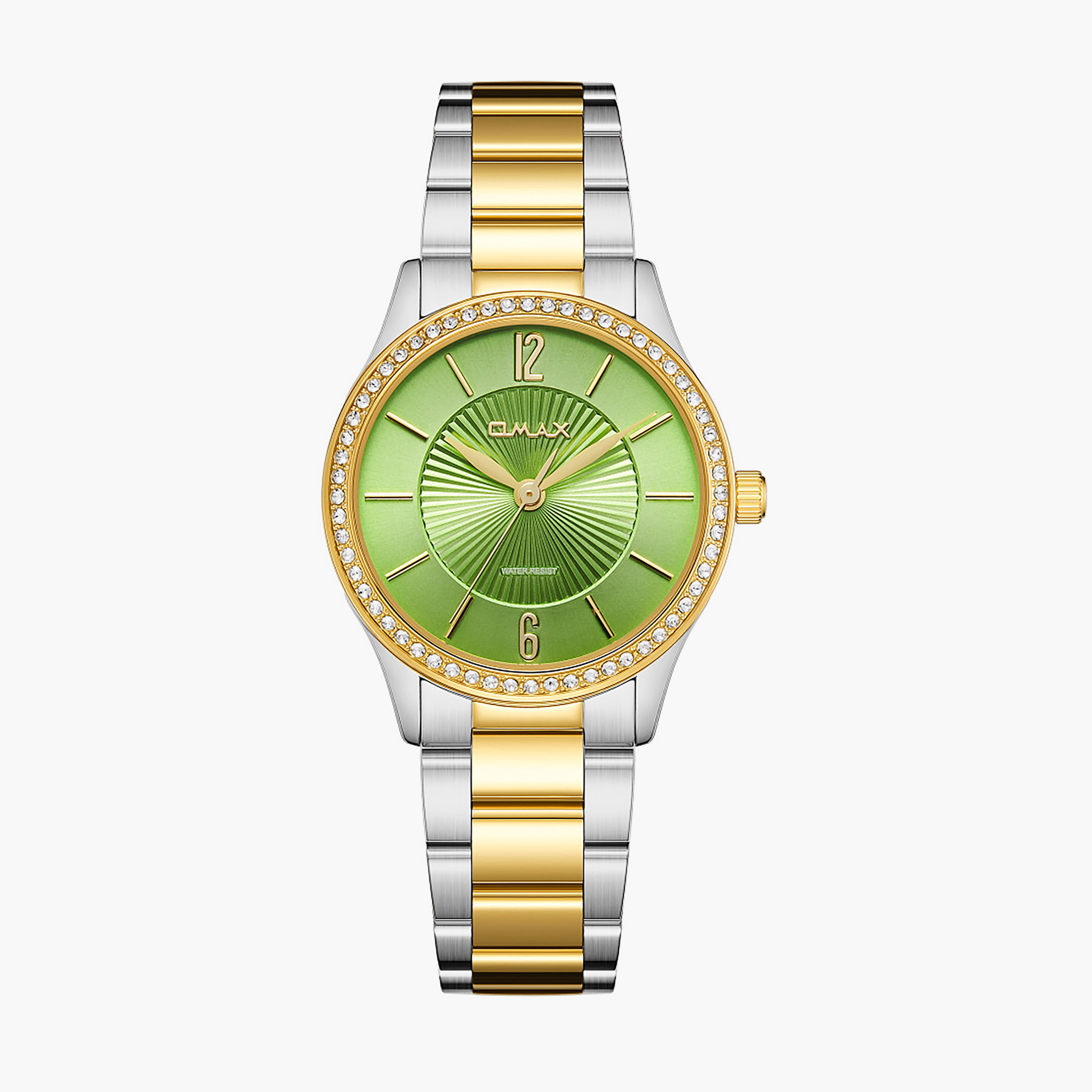 أوماكس ساعة نسائية بمينا أخضر ولونين-women-watchesandjewellery-watches-image-1
