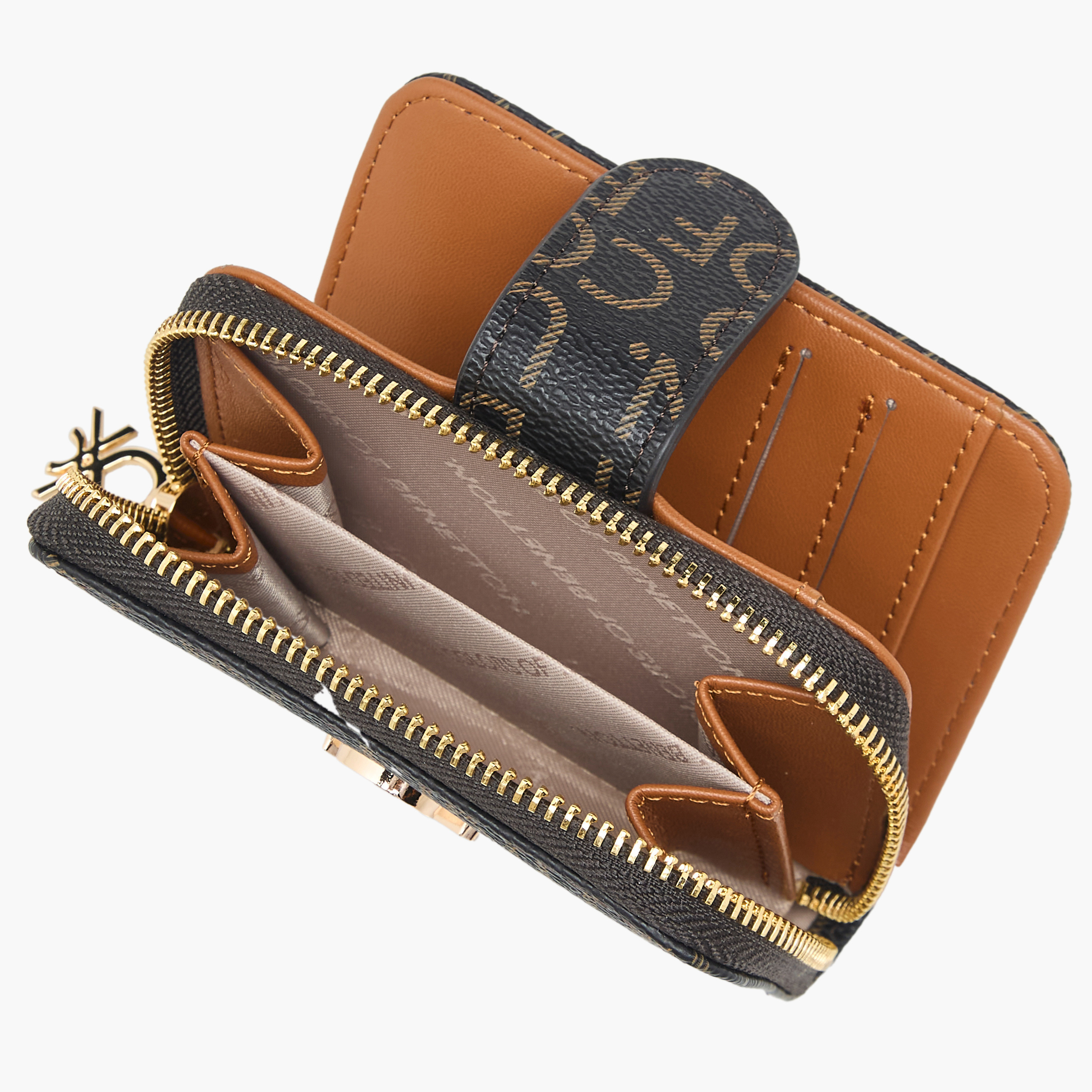 United Colors of Benetton Monogram Print Wallet with Zip Closure-women-bagsandwallets-wallets-image-5