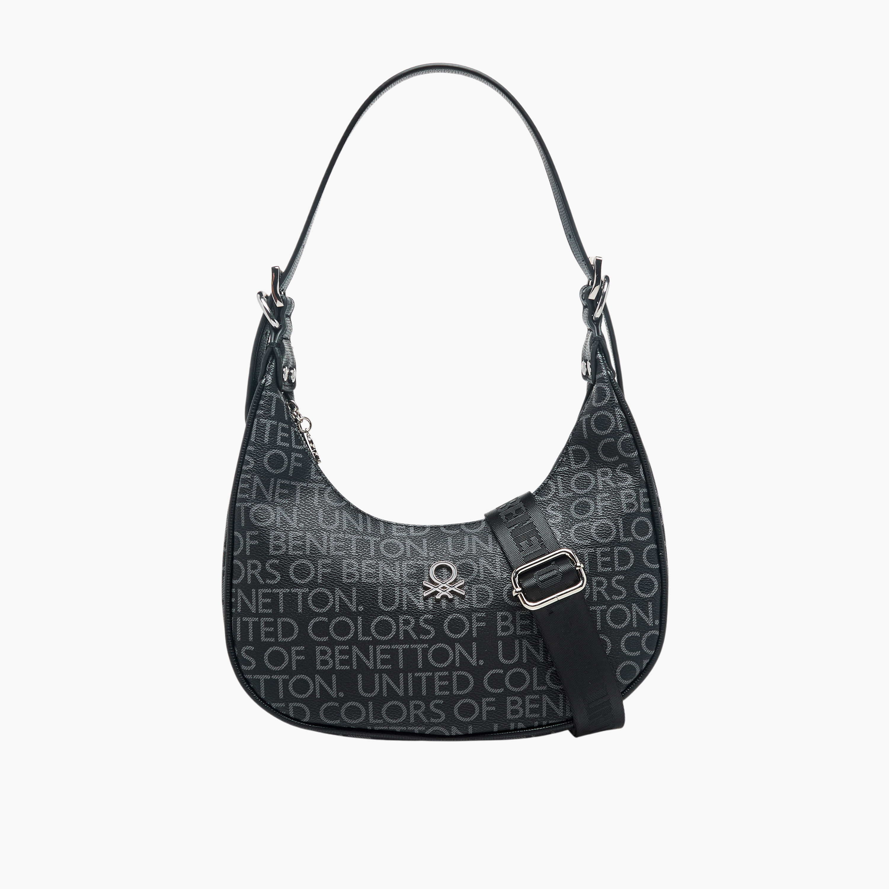 شنطة باجيت بطبعات مونوجرام وسحّاب إغلاق من يونايتد كولورز أوف بينيتون-women-bagsandwallets-handbags-image-1