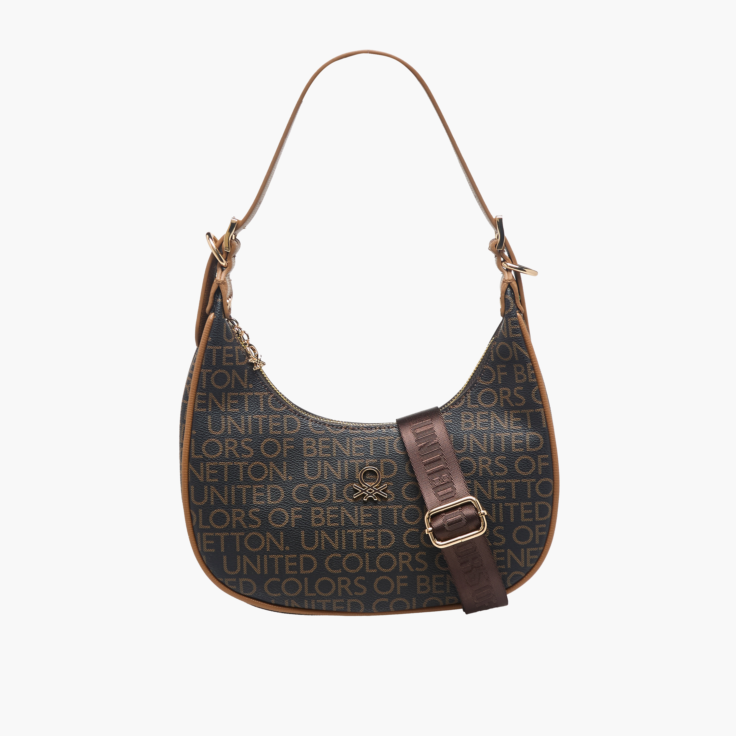 United Colors of Benetton Monogram Print Baguette Bag with Zip Closure-women-bagsandwallets-handbags-image-1