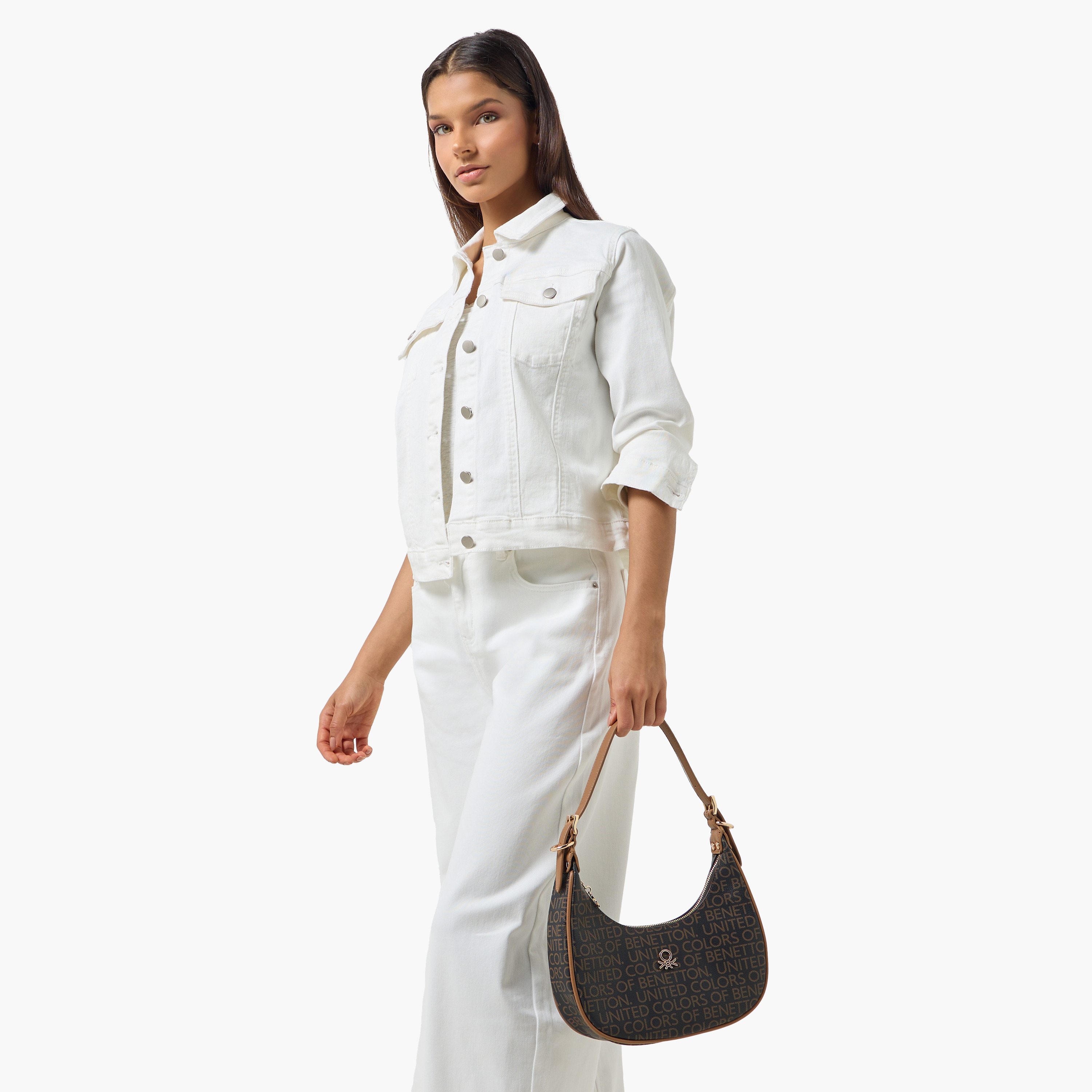United Colors of Benetton Monogram Print Baguette Bag with Zip Closure-women-bagsandwallets-handbags-image-2