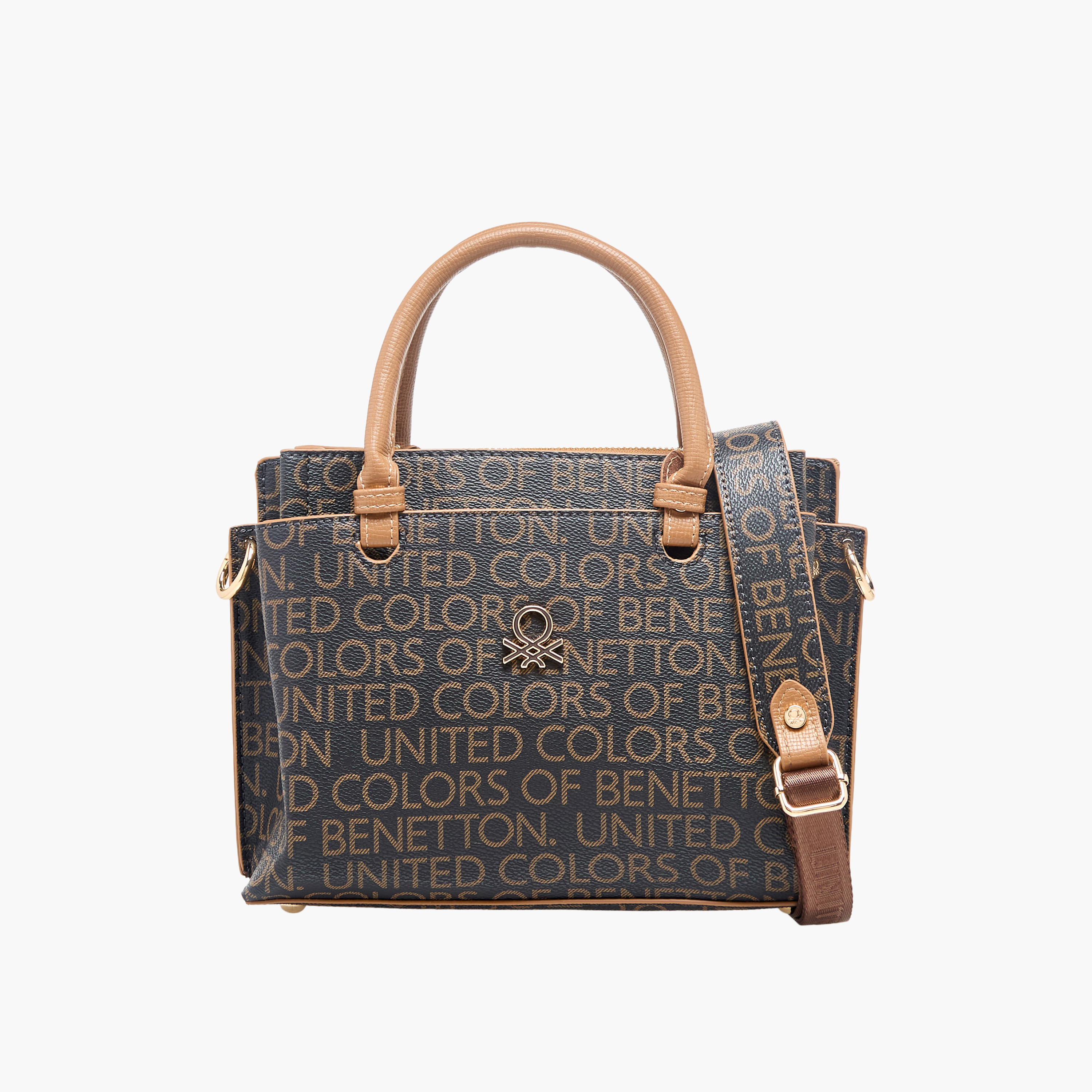 United Colors of Benetton Monogram Print Crossbody Bag with Zip Closure-women-bagsandwallets-handbags-image-1