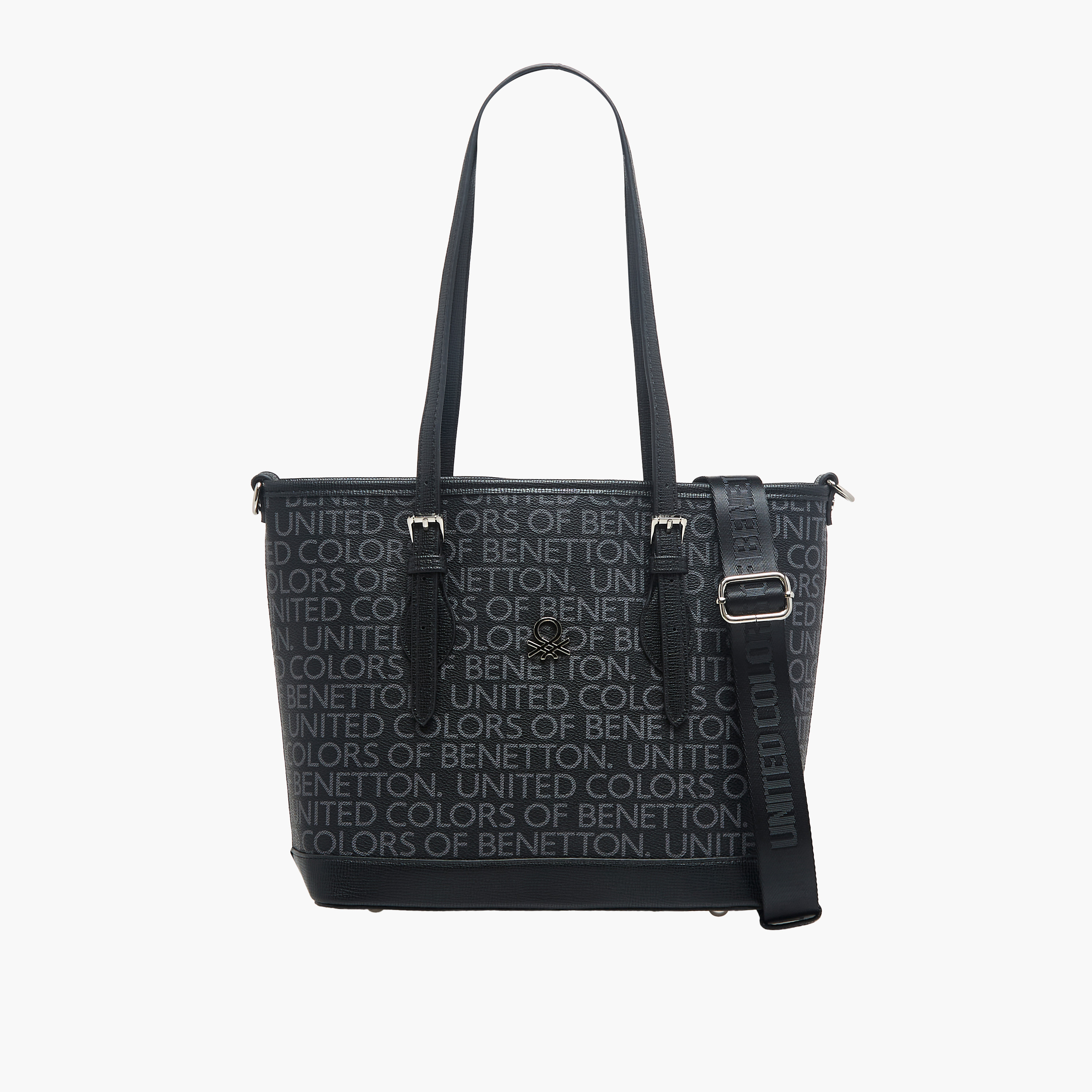 United Colors of Benetton Logo Print Tote Bag with Detachable Strap-women-bagsandwallets-handbags-image-1