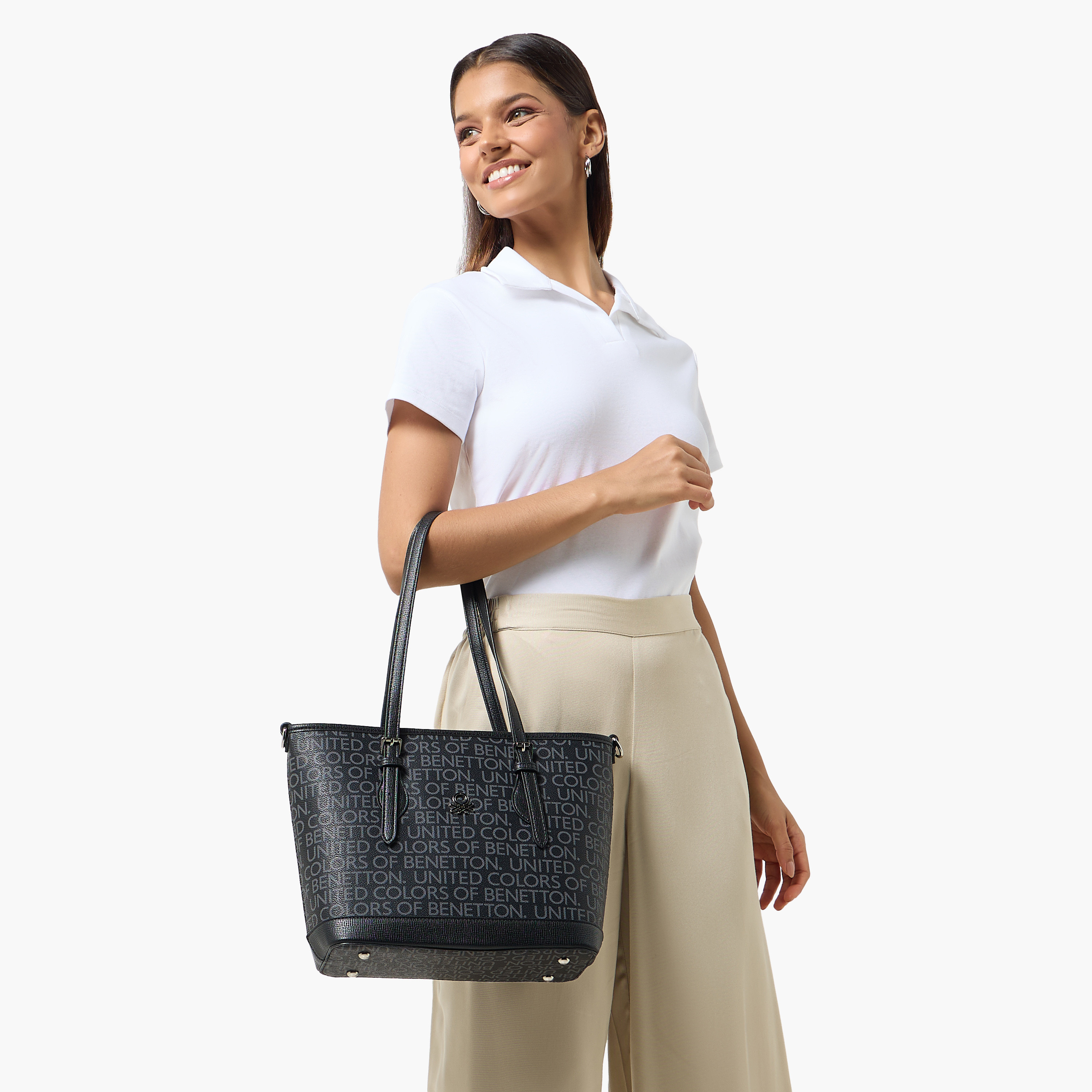 United Colors of Benetton Logo Print Tote Bag with Detachable Strap-women-bagsandwallets-handbags-image-2
