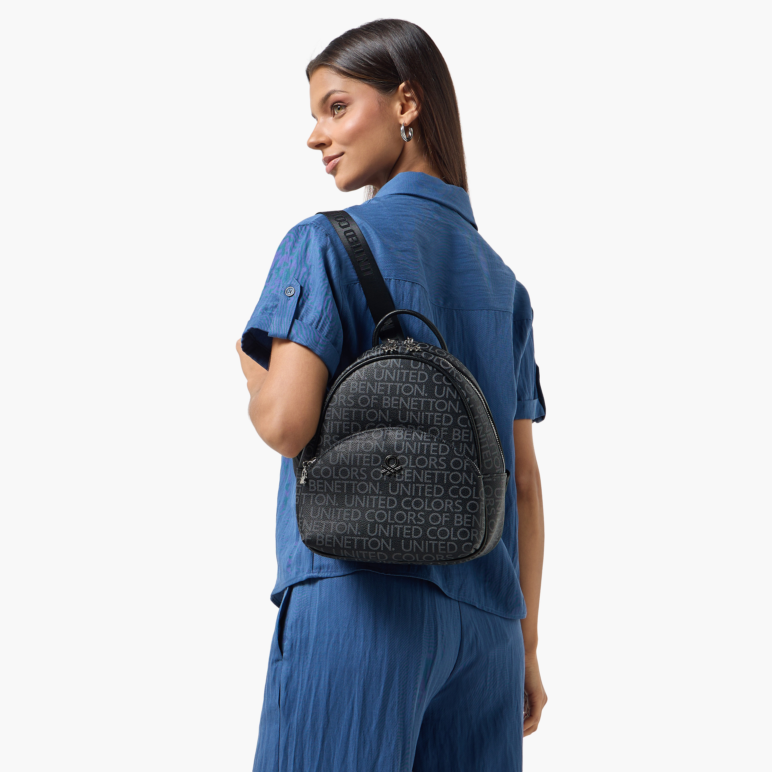 United Colors of Benetton Monogram Print Backpack with Zip Closure-women-bagsandwallets-backpacks-image-2