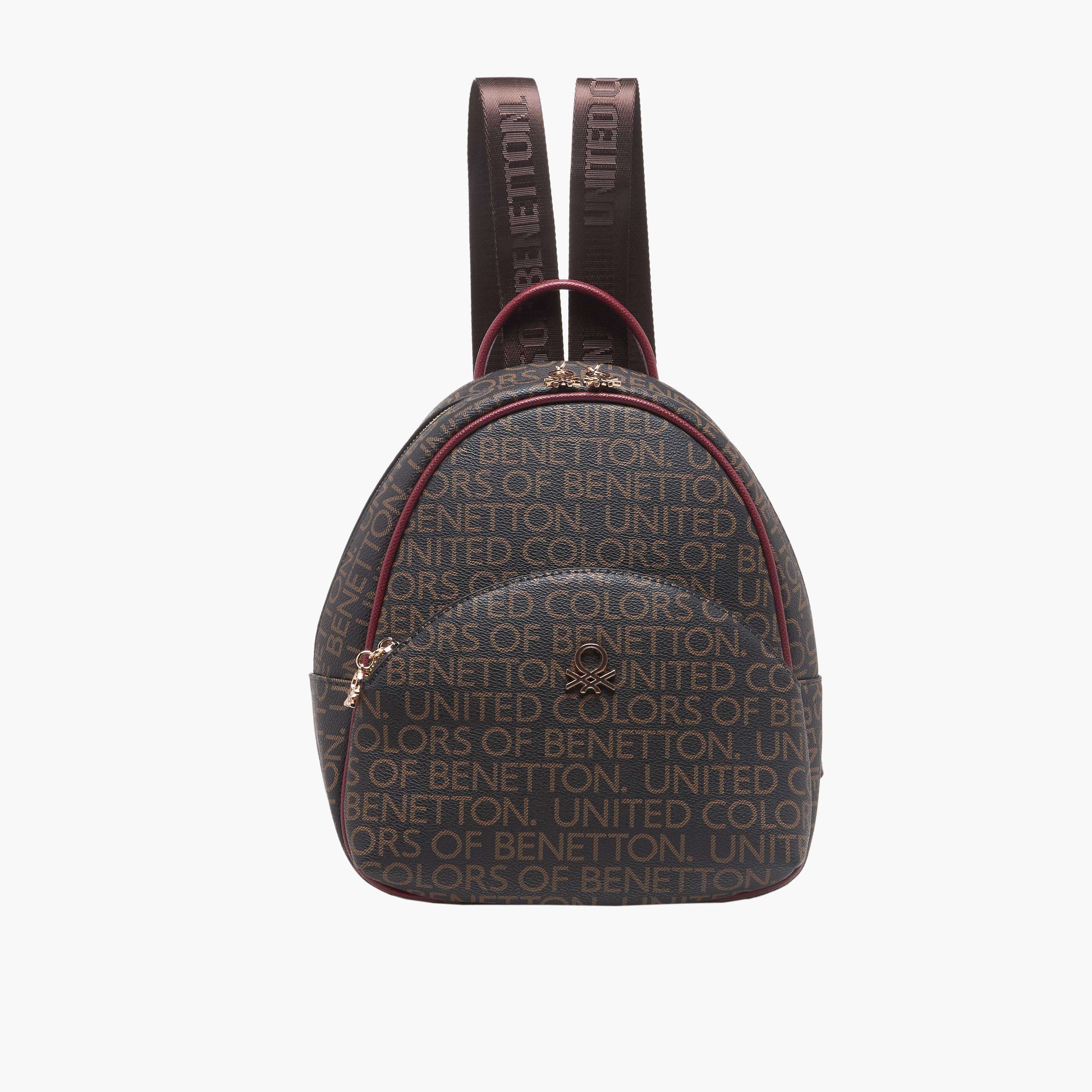 United Colors of Benetton Monogram Print Backpack with Zip Closure-women-bagsandwallets-backpacks-image-1