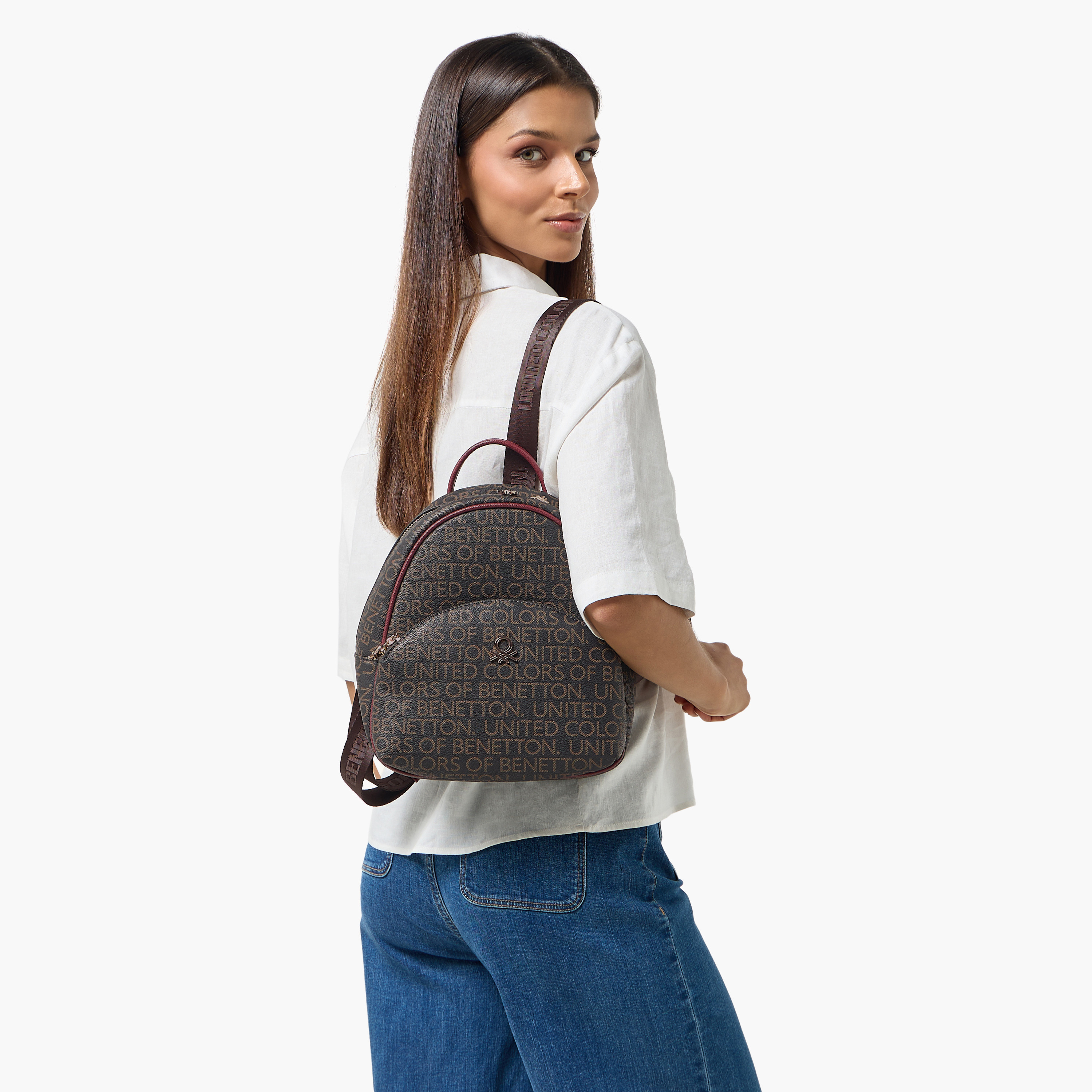 United Colors of Benetton Monogram Print Backpack with Zip Closure-women-bagsandwallets-backpacks-image-2