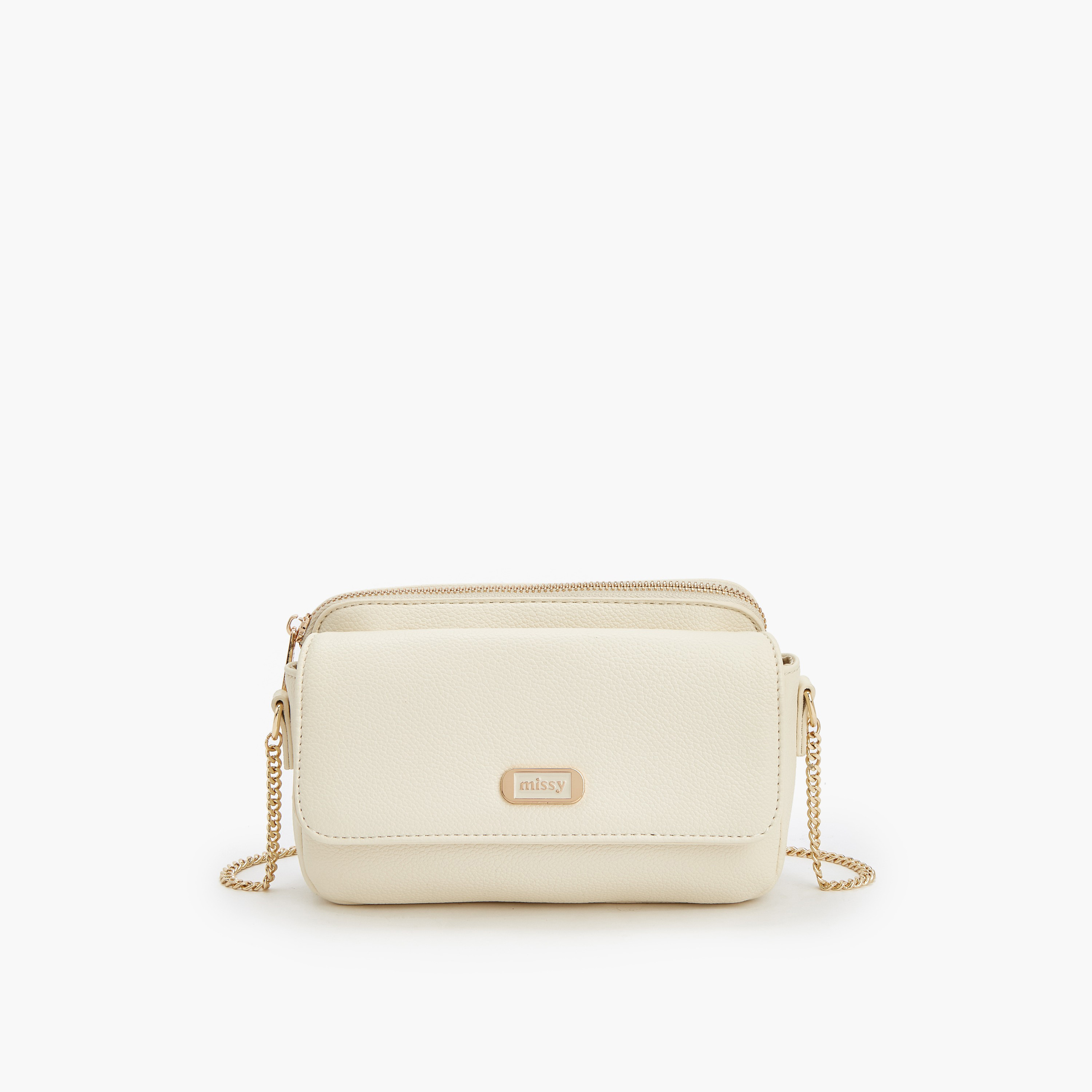 Missy Textured Crossbody Bag with Chain Strap-women-bagsandwallets-handbags-image-1