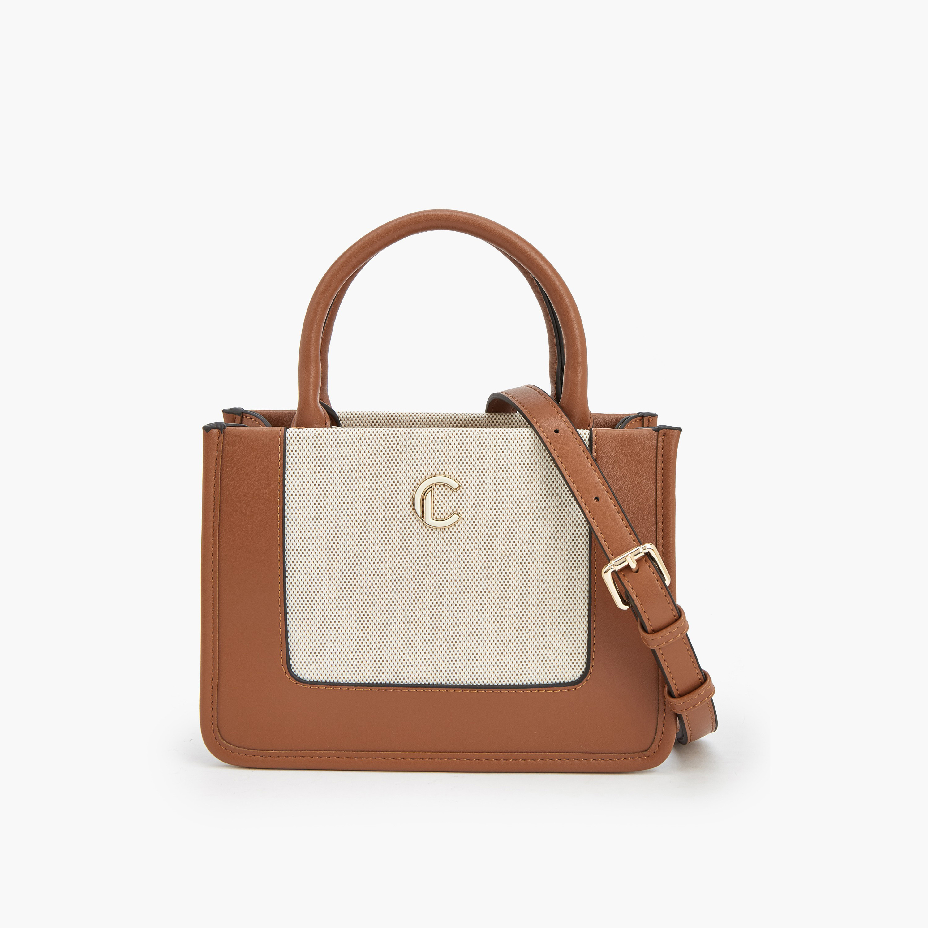 Le Confort Textured Canvas Mini Tote Bag with Detachable Strap-women-bagsandwallets-handbags-image-1