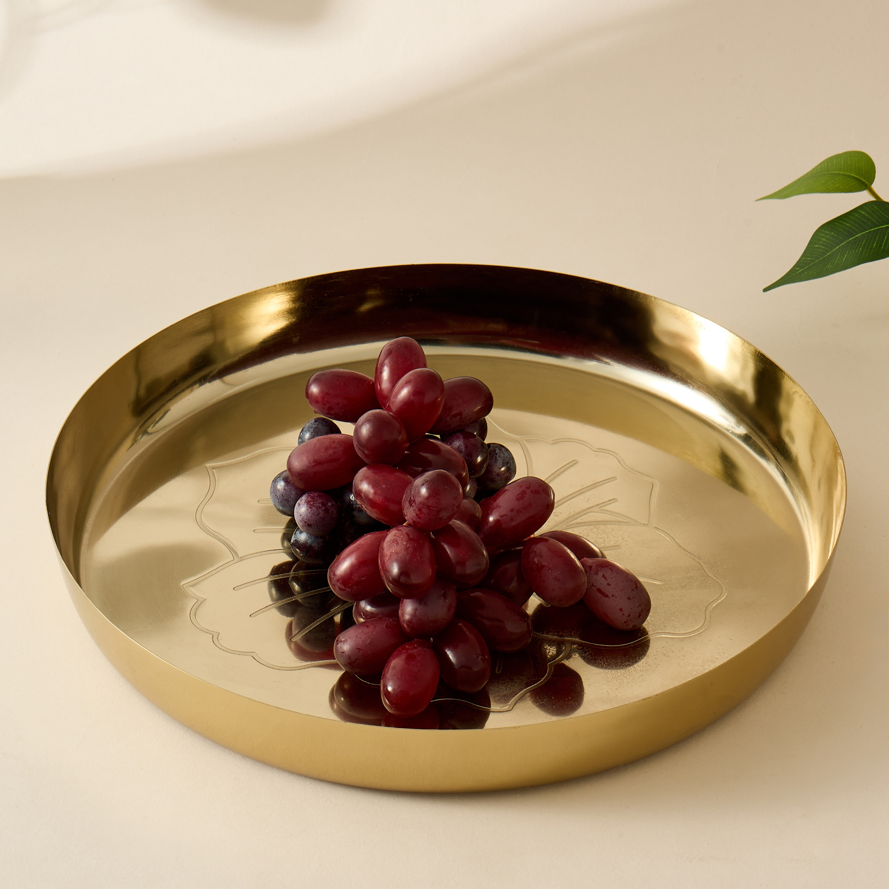 Hibiscus Design Metal Decorative Tray - 30x30 cms-household-decor-boxesandtrays-image-1