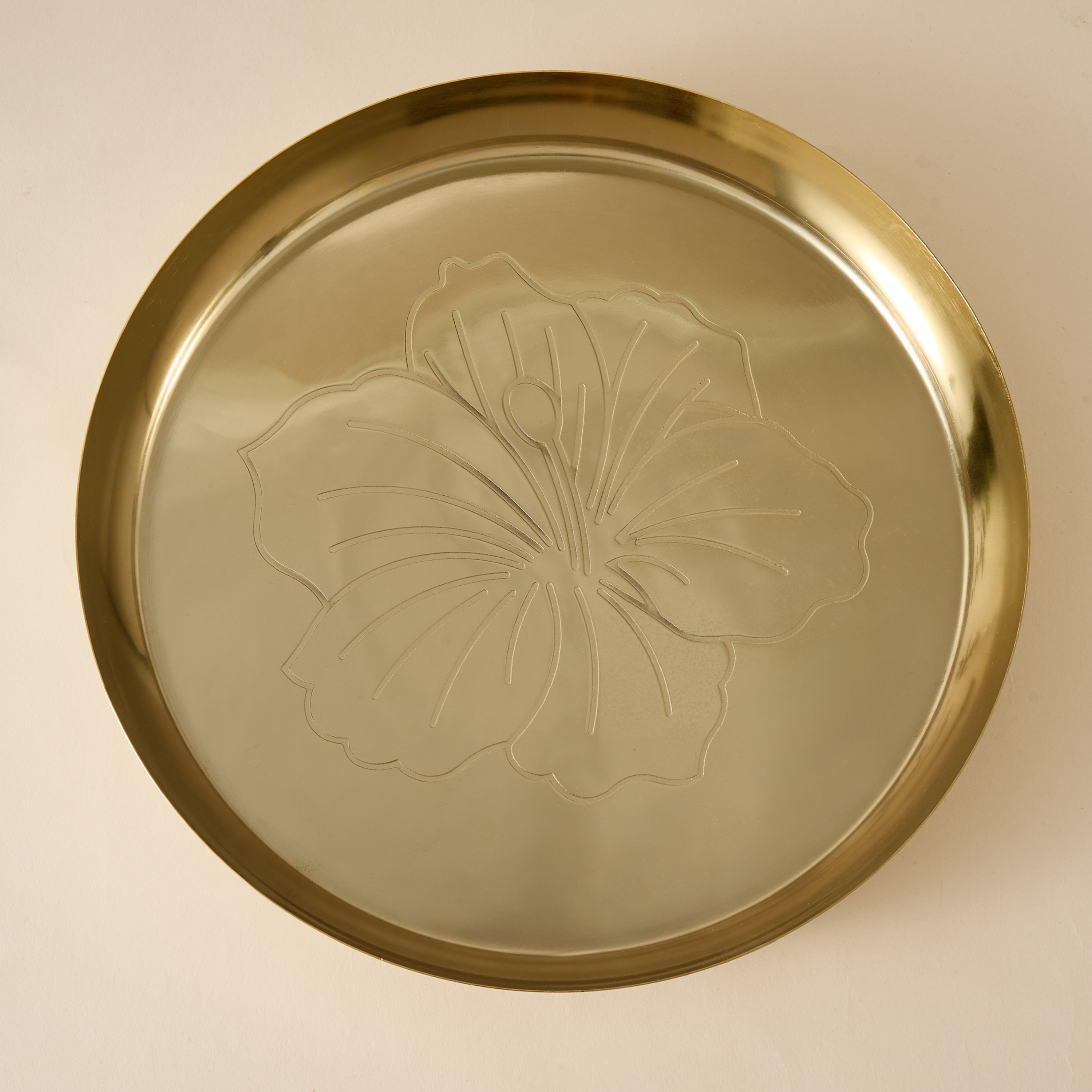 Hibiscus Design Metal Decorative Tray - 30x30 cms-household-decor-boxesandtrays-image-3