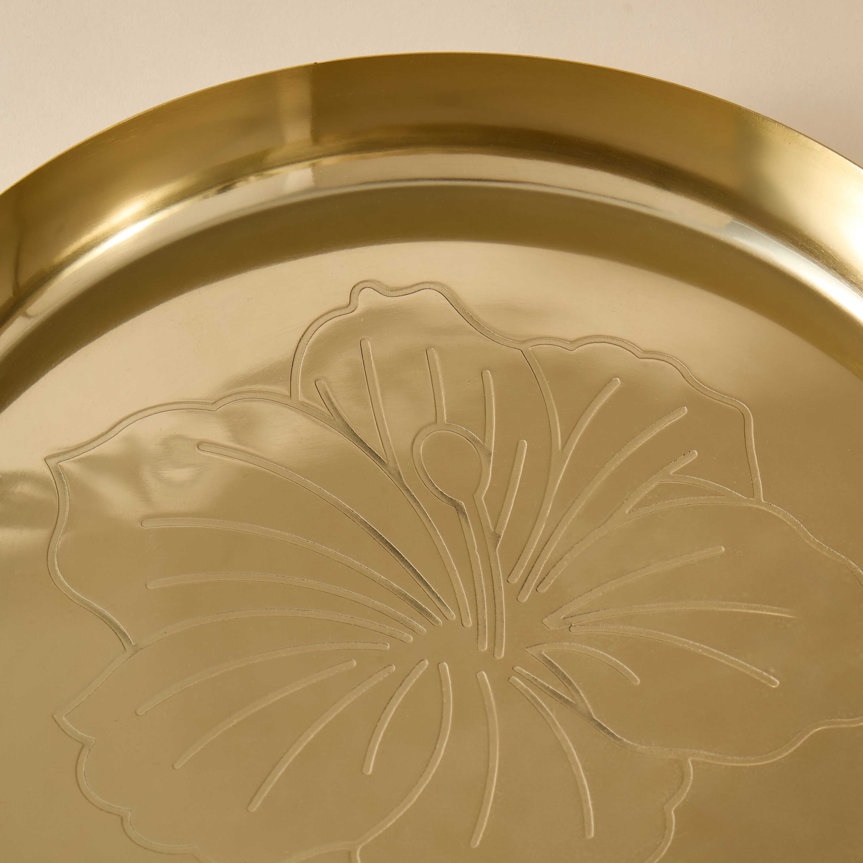 Hibiscus Design Metal Decorative Tray - 30x30 cms-household-decor-boxesandtrays-image-4