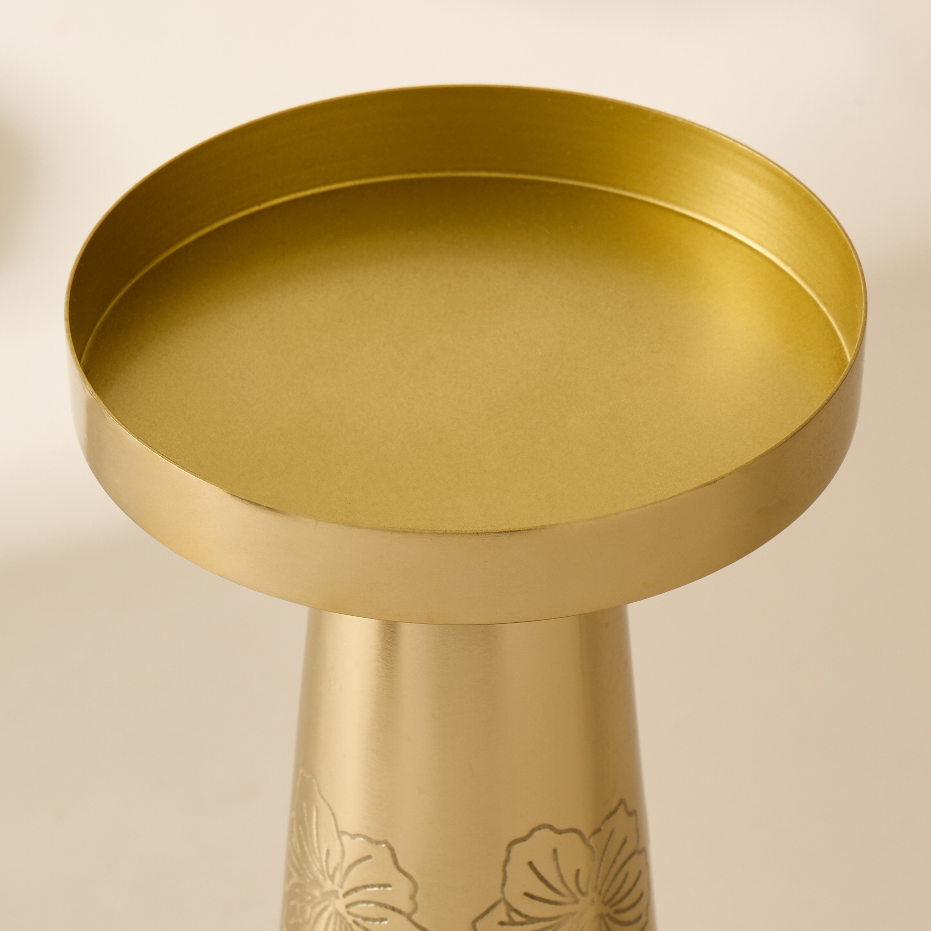 Hibiscus Engraved Metal Pillar Candleholder - 26 cms-household-decor-candleholdersandlanterns-image-3