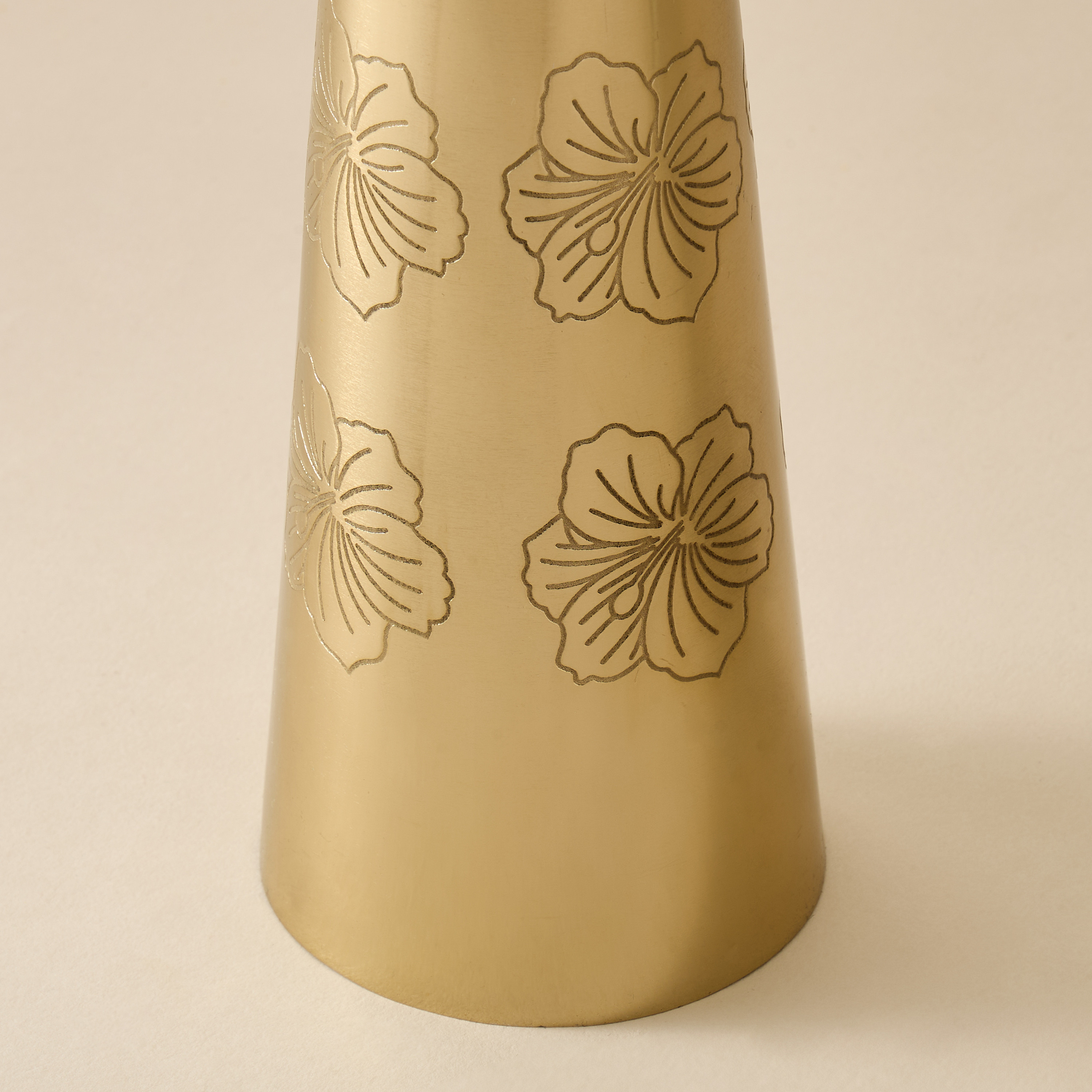 Hibiscus Engraved Metal Pillar Candleholder - 26 cms-household-decor-candleholdersandlanterns-image-4