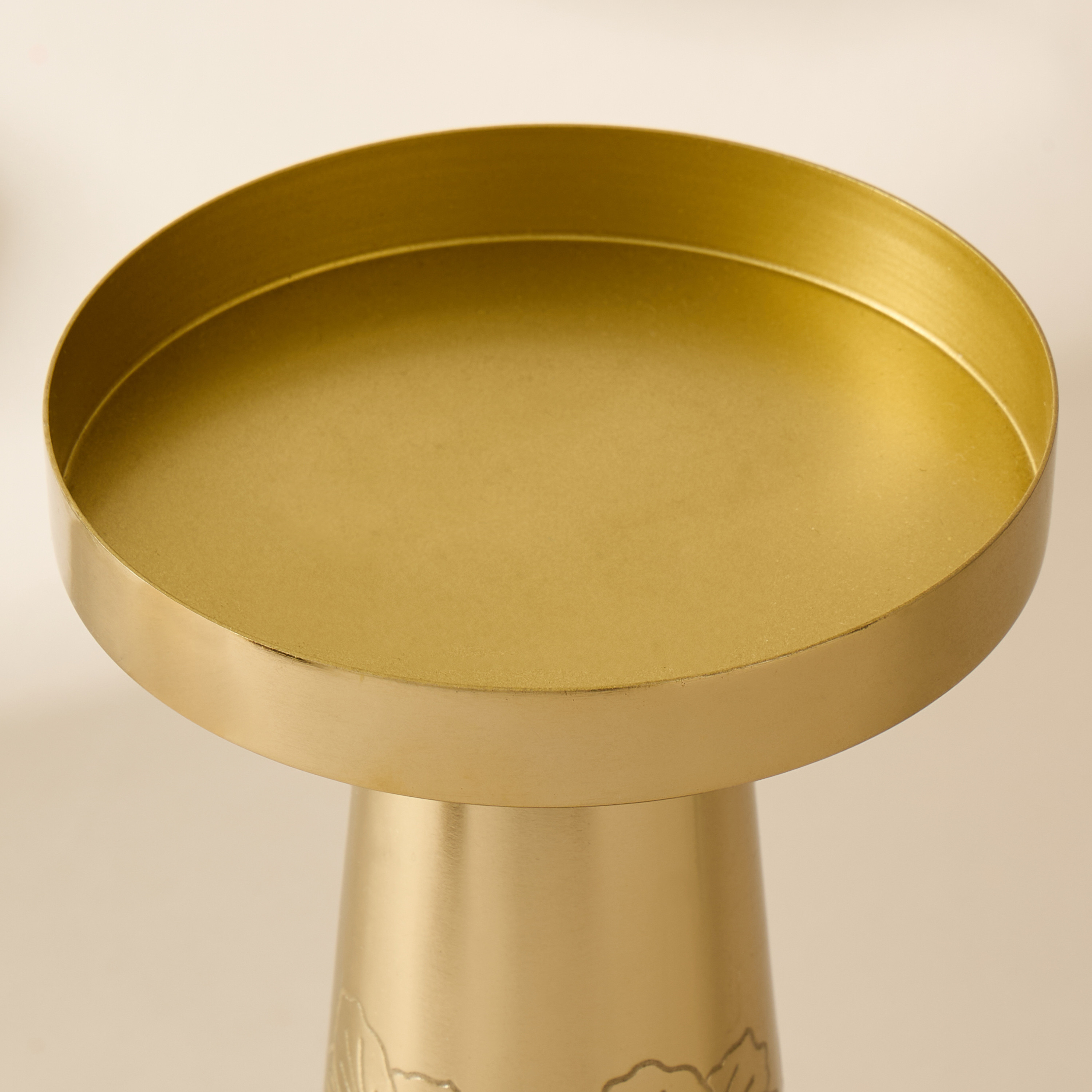 Hibiscus Engraved Metal Pillar Candleholder - 21 cms-household-decor-candleholdersandlanterns-image-3