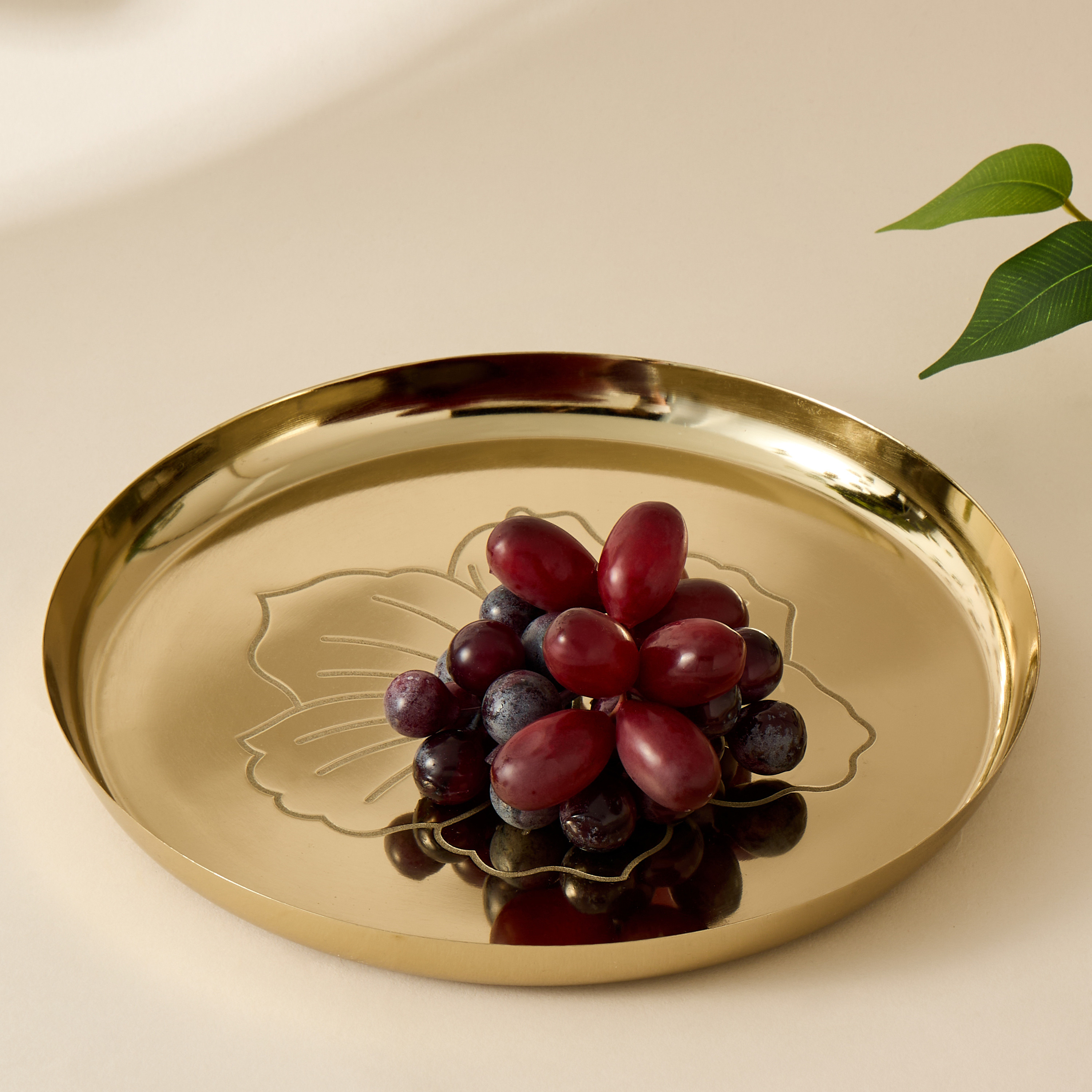Hibiscus Embossed Decorative Plate - 25 cms-household-decor-boxesandtrays-image-1