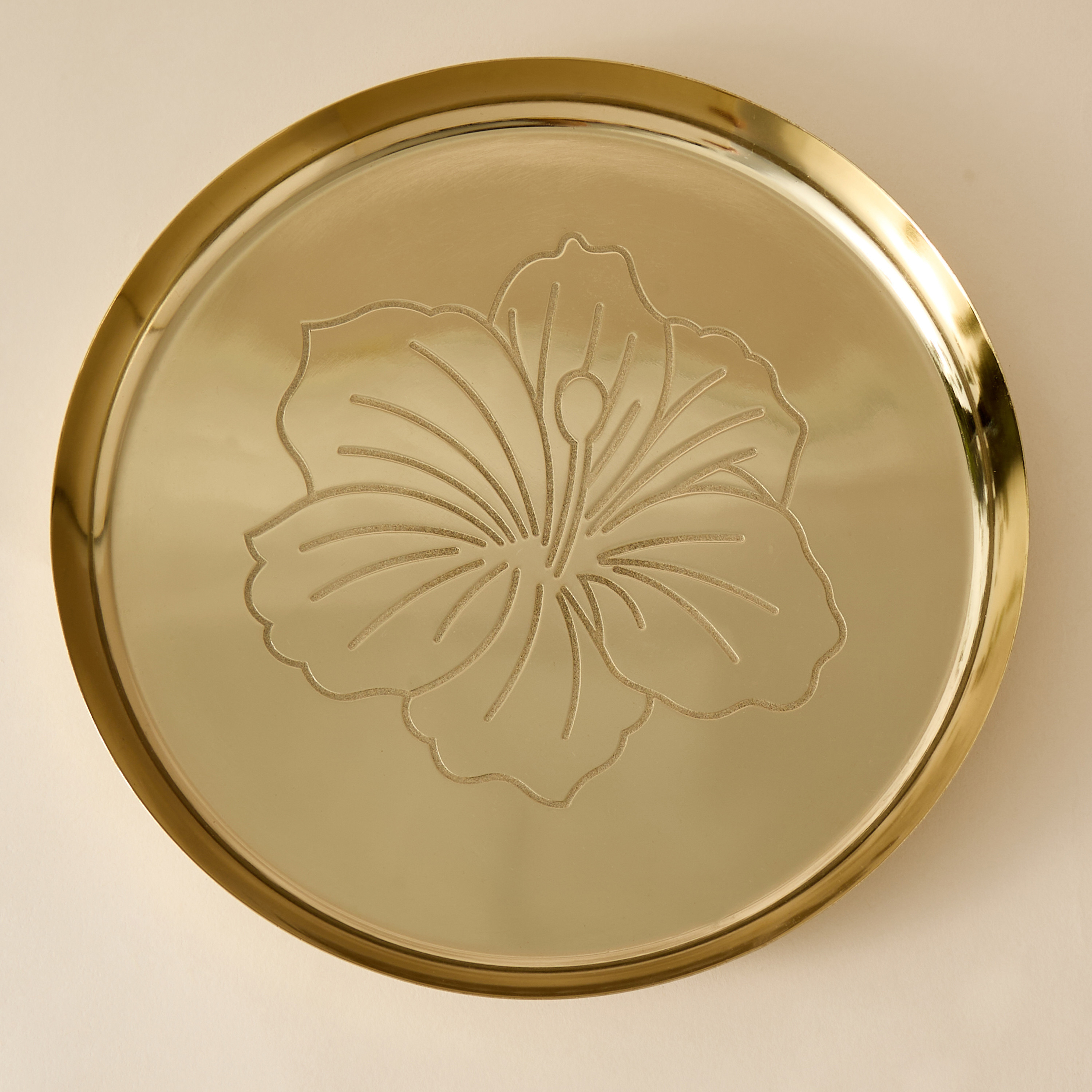 Hibiscus Embossed Decorative Plate - 25 cms-household-decor-boxesandtrays-image-2