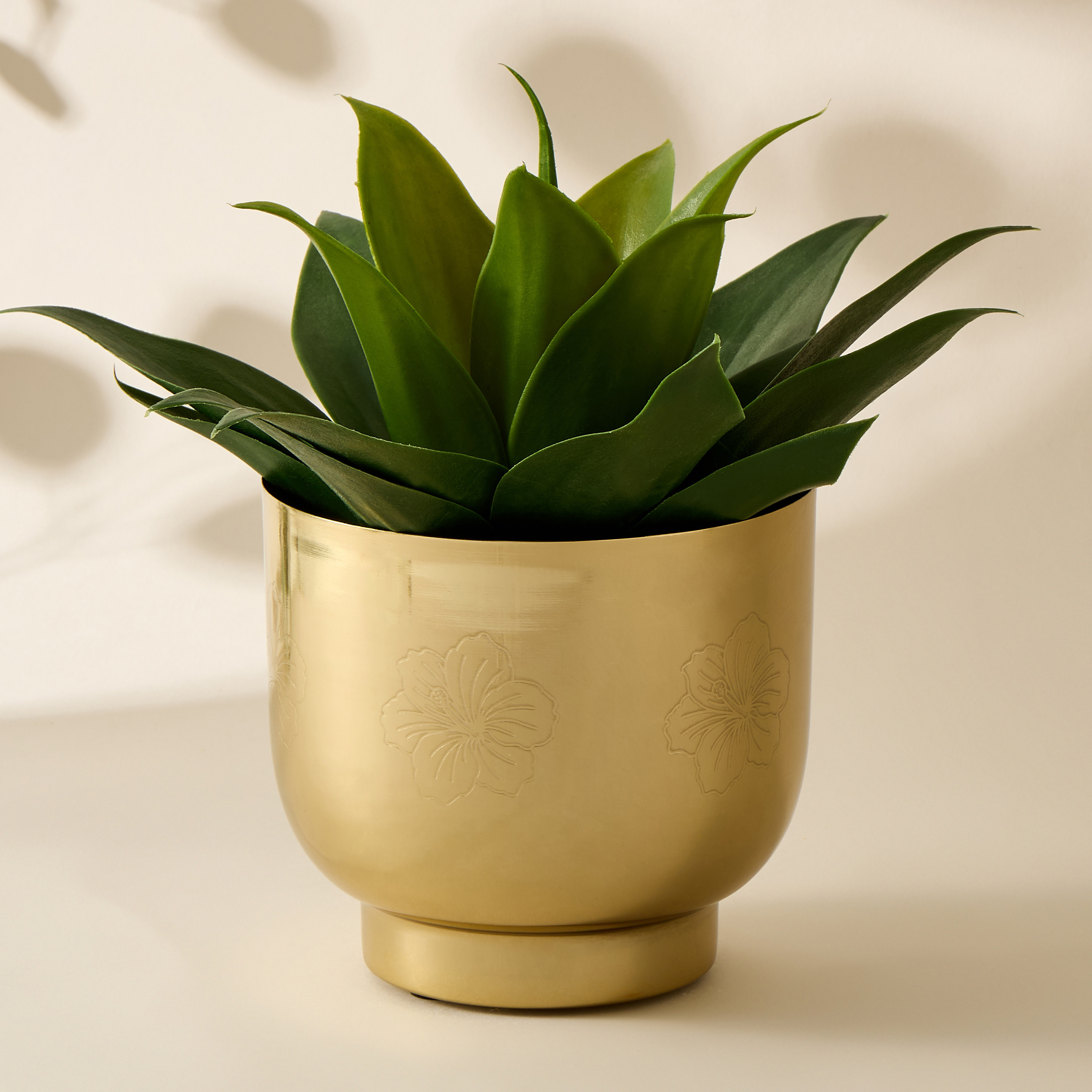 Hibiscus Engraved Metal Planter - 15 cms-household-gardenandoutdoor-trellisandstands-plantrisers-image-1