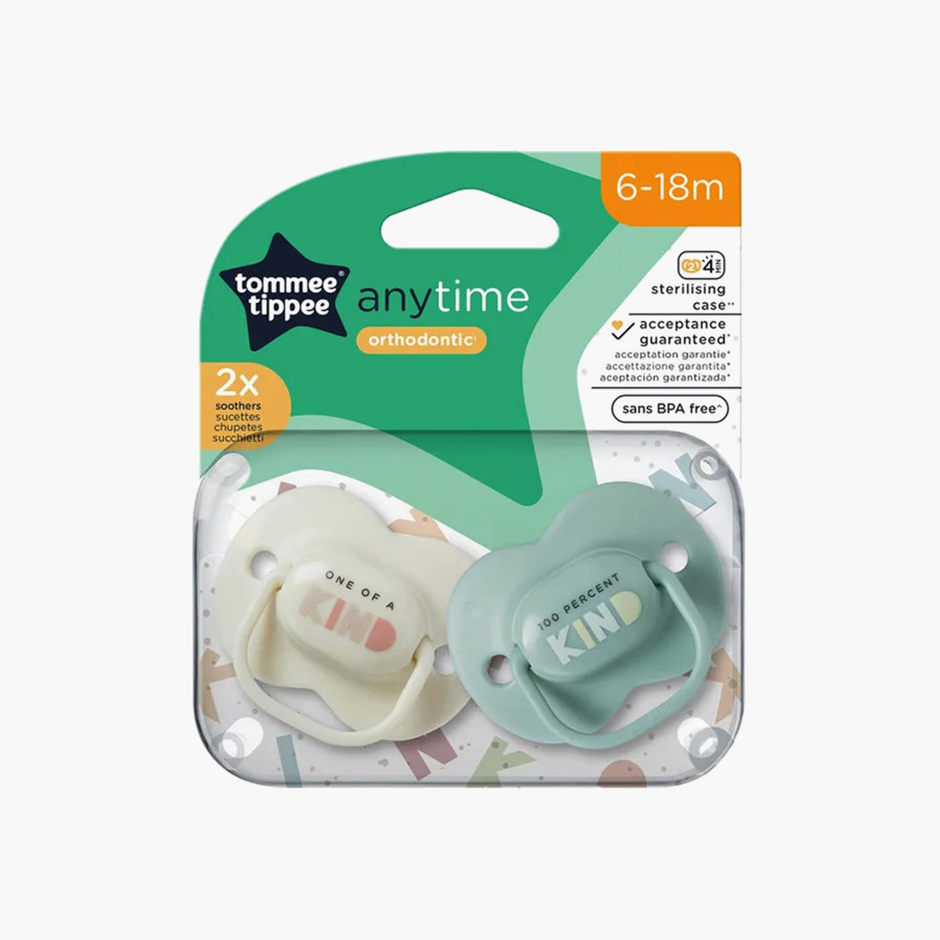 طقم لهايات أطفال بتصميم تقويمي قطعتين من تومي تيبي - 6-18 شهر-baby-feeding-pacifiers-image-2