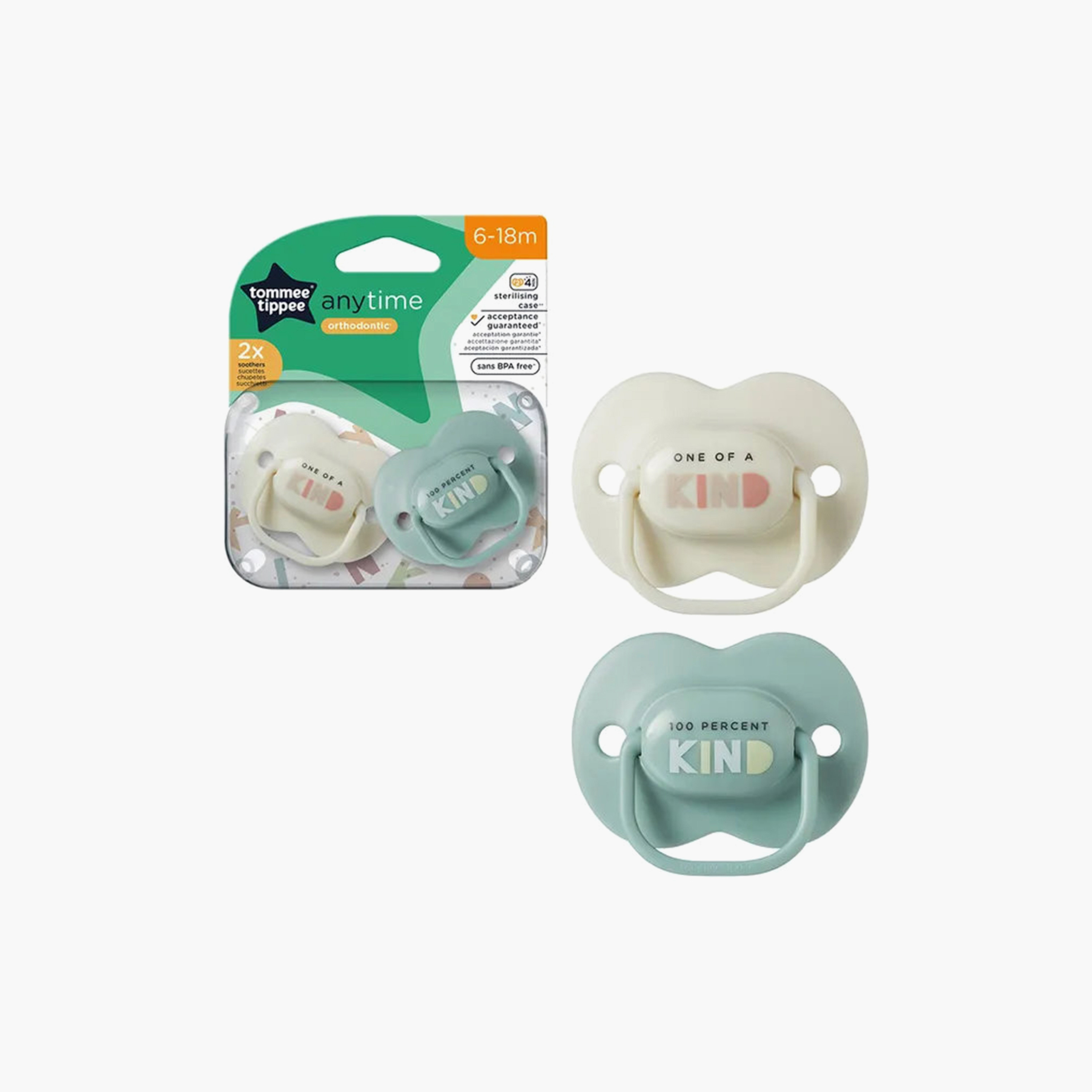 طقم لهايات أطفال بتصميم تقويمي قطعتين من تومي تيبي - 6-18 شهر-baby-feeding-pacifiers-image-3