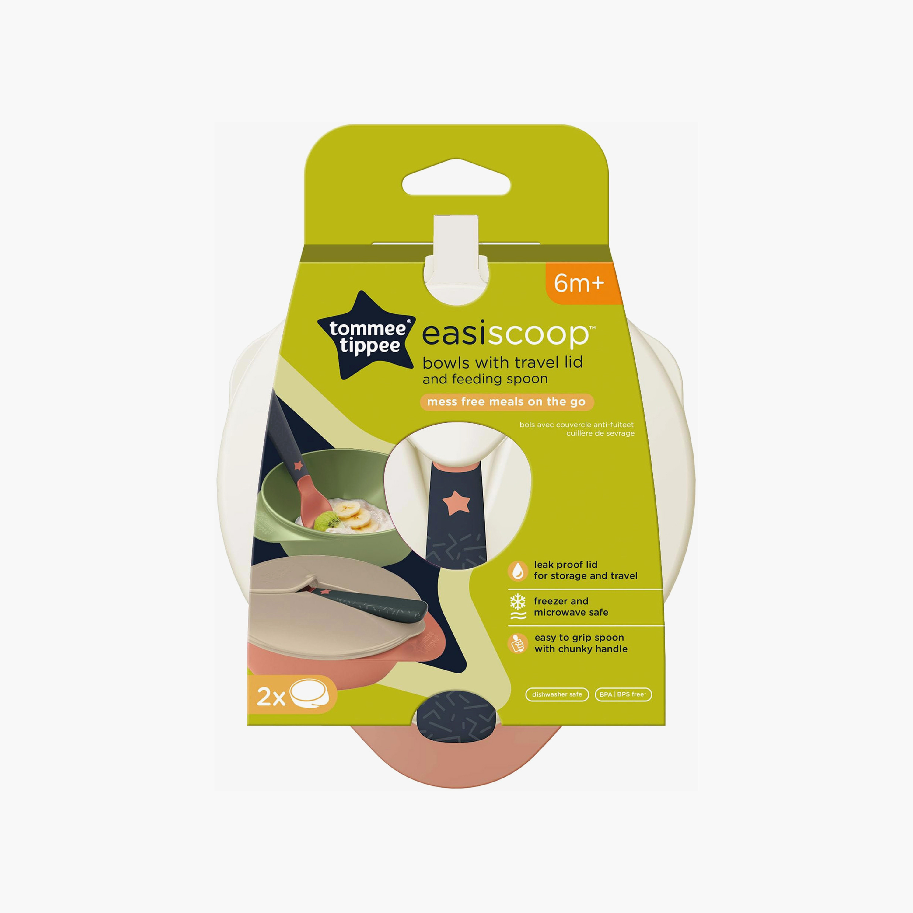 Pack of 2 Tommee Tippee Feeding Bowls with Spoon, Leak-Proof Lid-baby-feeding-mealtimeessentials-image-2