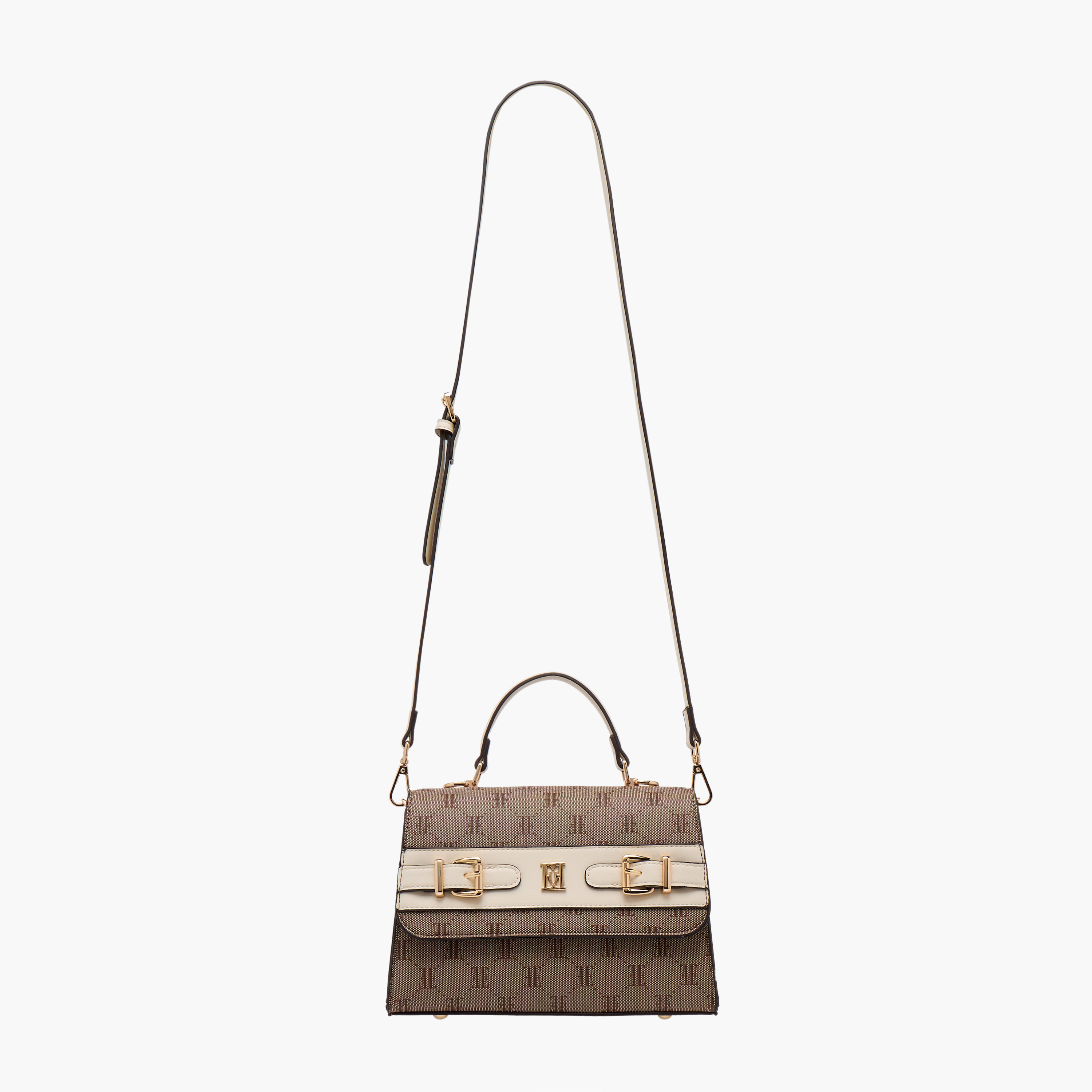 Elle Monogram Texture Satchel Bag with Detachable Strap-women-bagsandwallets-handbags-image-2