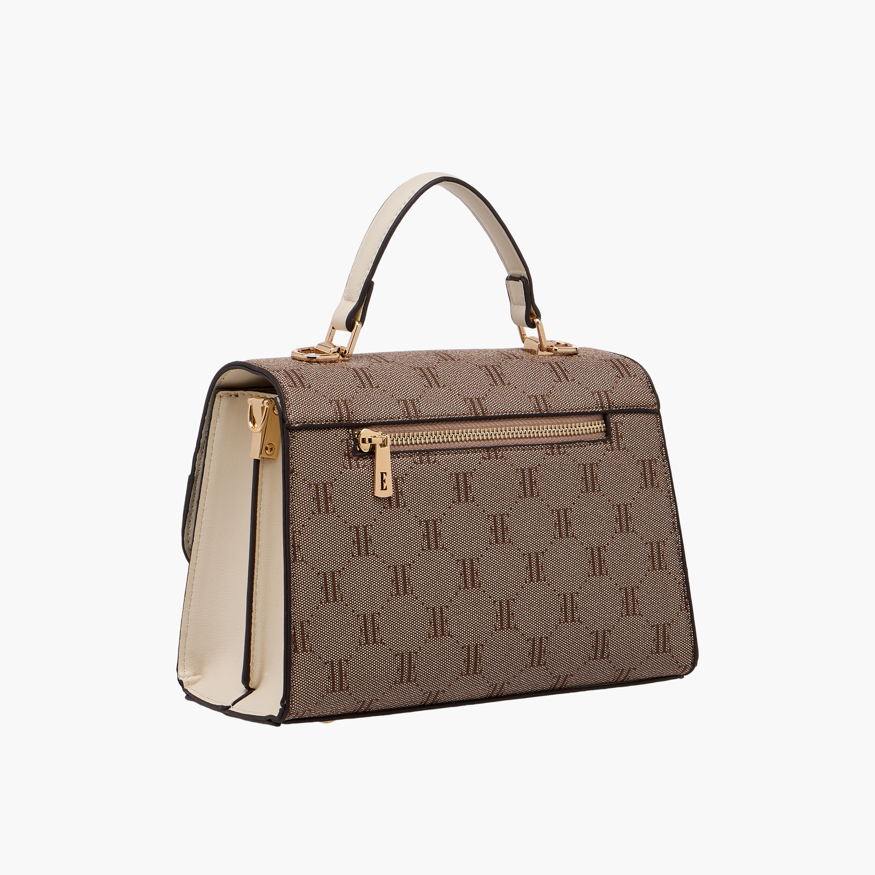 Elle Monogram Texture Satchel Bag with Detachable Strap-women-bagsandwallets-handbags-image-3