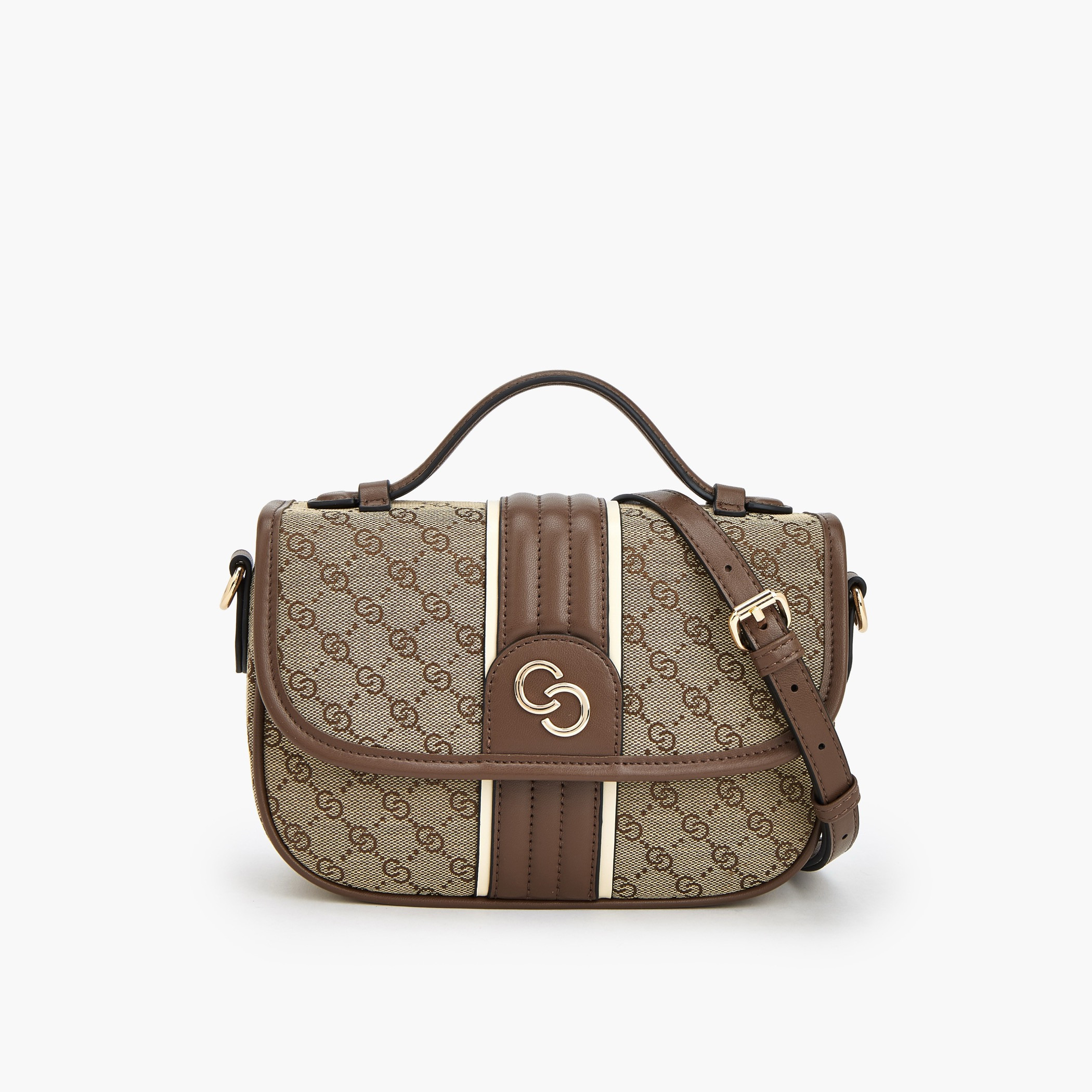 شنطة ساتشيل بملمس مونوجرام بارز وحزام قابل للفصل من سيليست-women-bagsandwallets-handbags-image-1