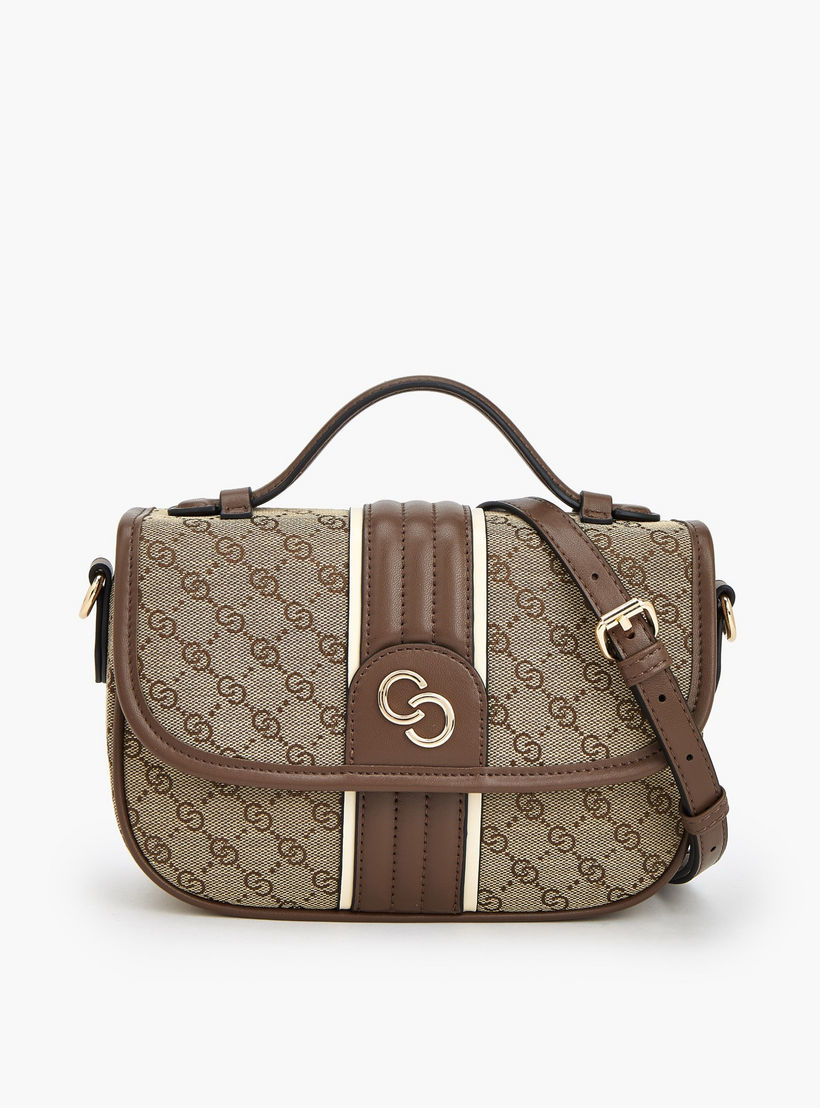 شنطة ساتشيل بملمس مونوجرام بارز وحزام قابل للفصل من سيليست-women-bagsandwallets-handbags-image-1
