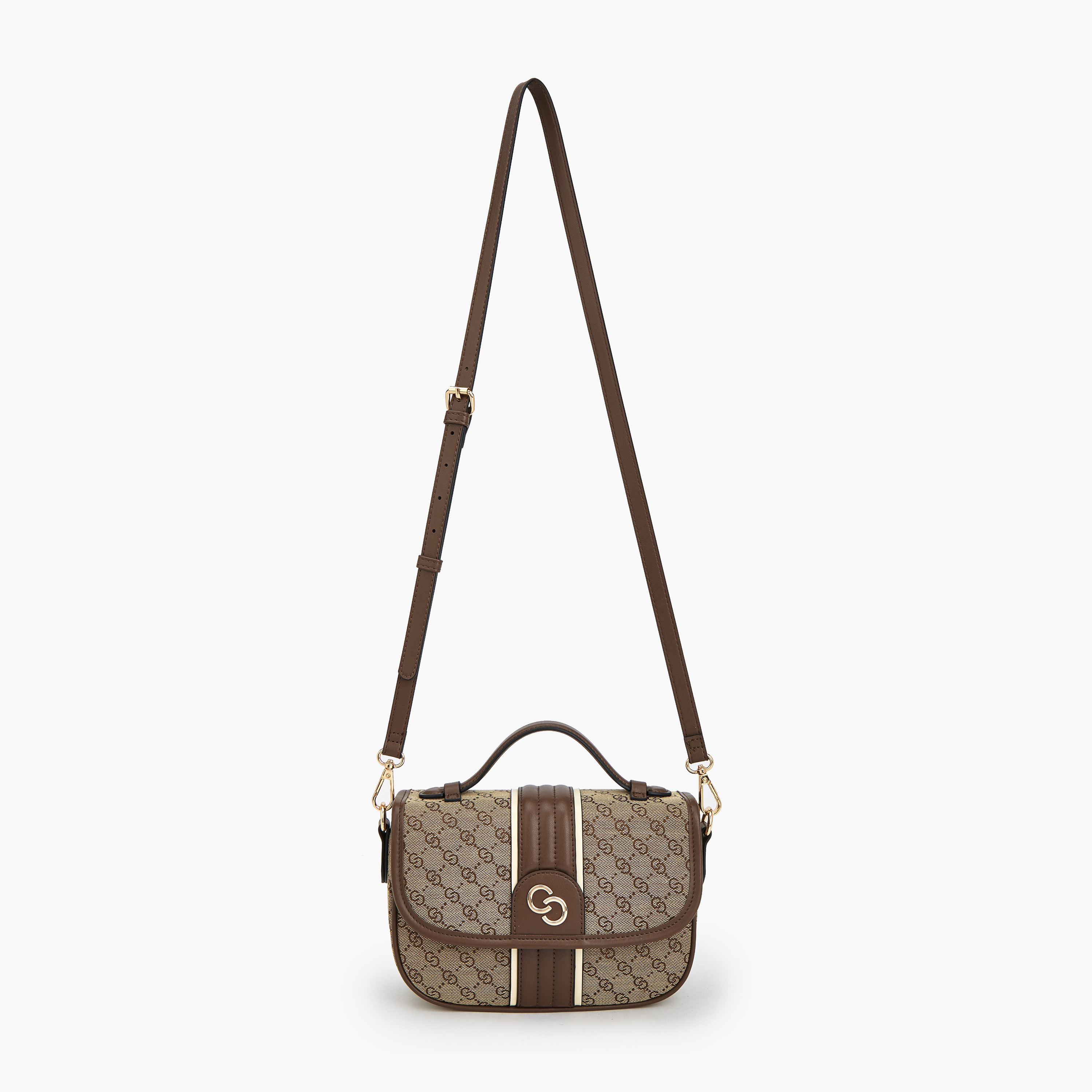 شنطة ساتشيل بملمس مونوجرام بارز وحزام قابل للفصل من سيليست-women-bagsandwallets-handbags-image-3