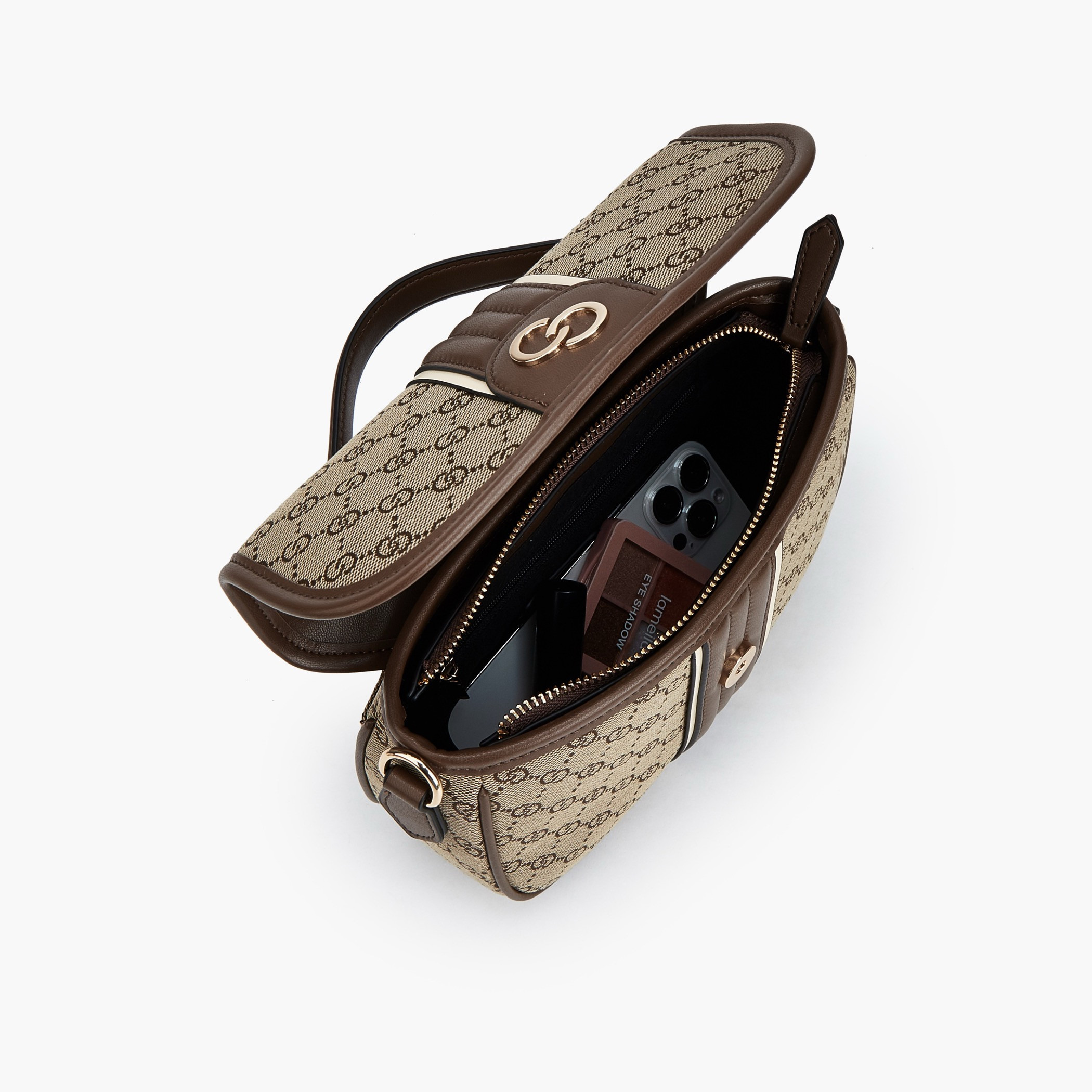 شنطة ساتشيل بملمس مونوجرام بارز وحزام قابل للفصل من سيليست-women-bagsandwallets-handbags-image-8