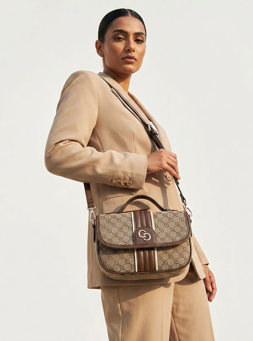 شنطة ساتشيل بملمس مونوجرام بارز وحزام قابل للفصل من سيليست-women-bagsandwallets-handbags-image-2