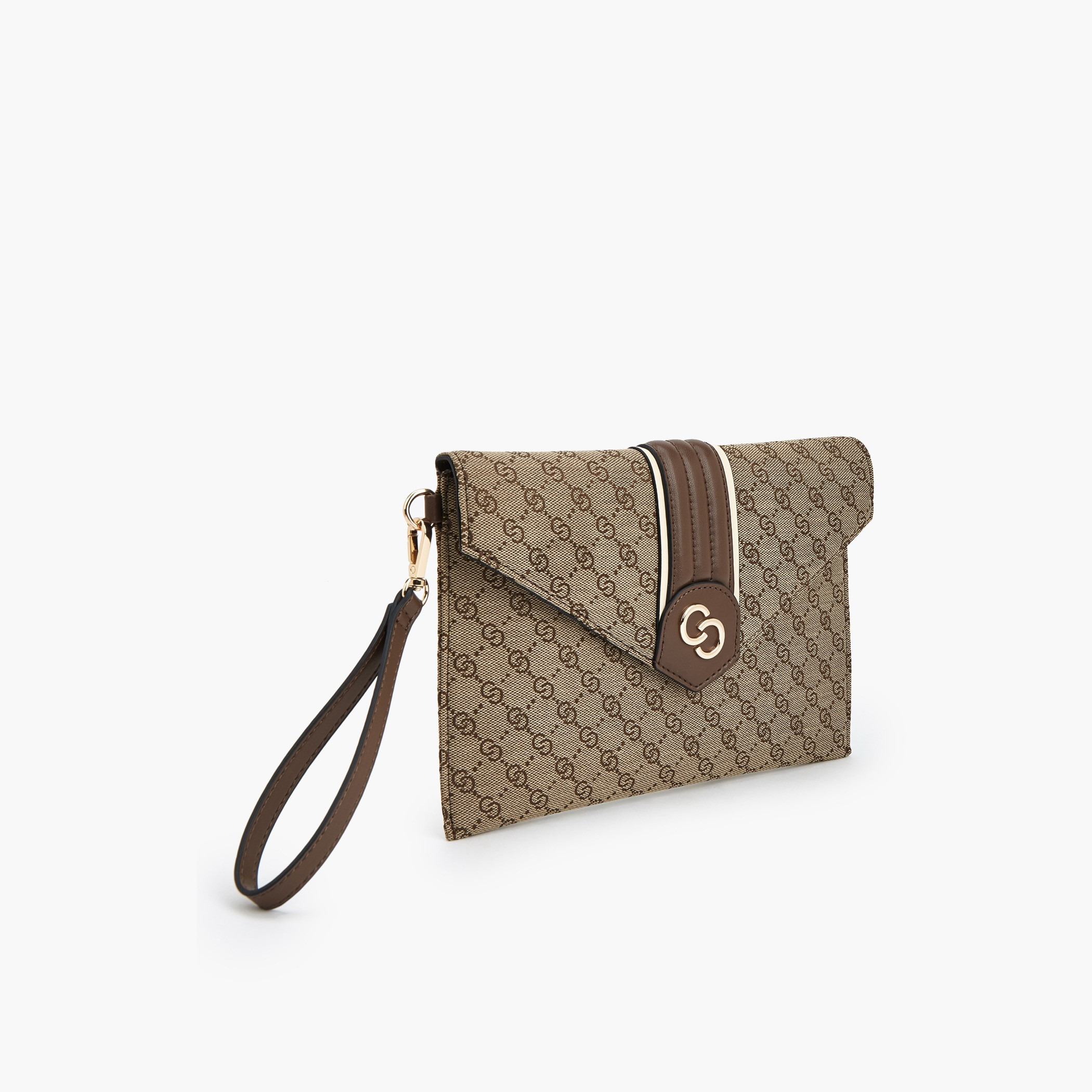 شنطة كلاتش مونوجرام بارزة الملمس مع سوار معصم من سيليست-women-bagsandwallets-handbags-image-4