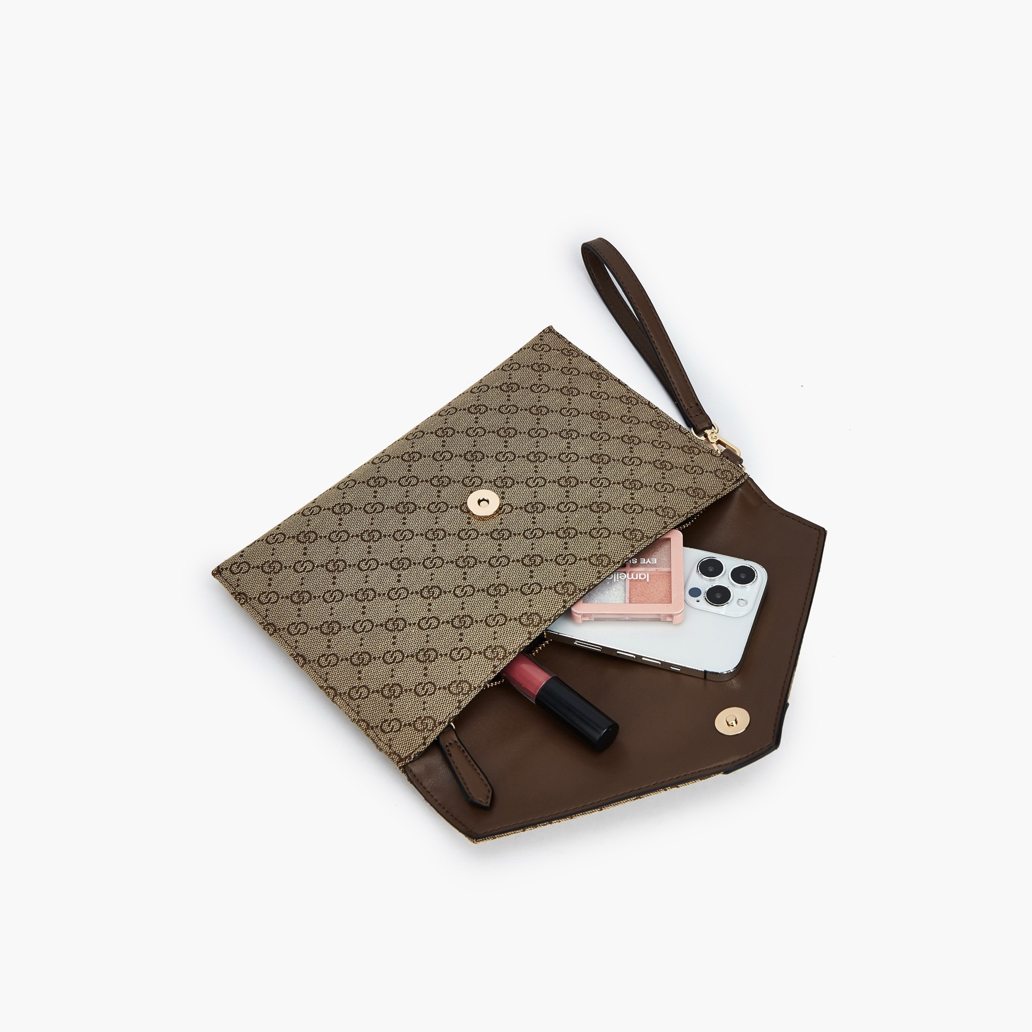 شنطة كلاتش مونوجرام بارزة الملمس مع سوار معصم من سيليست-women-bagsandwallets-handbags-image-7