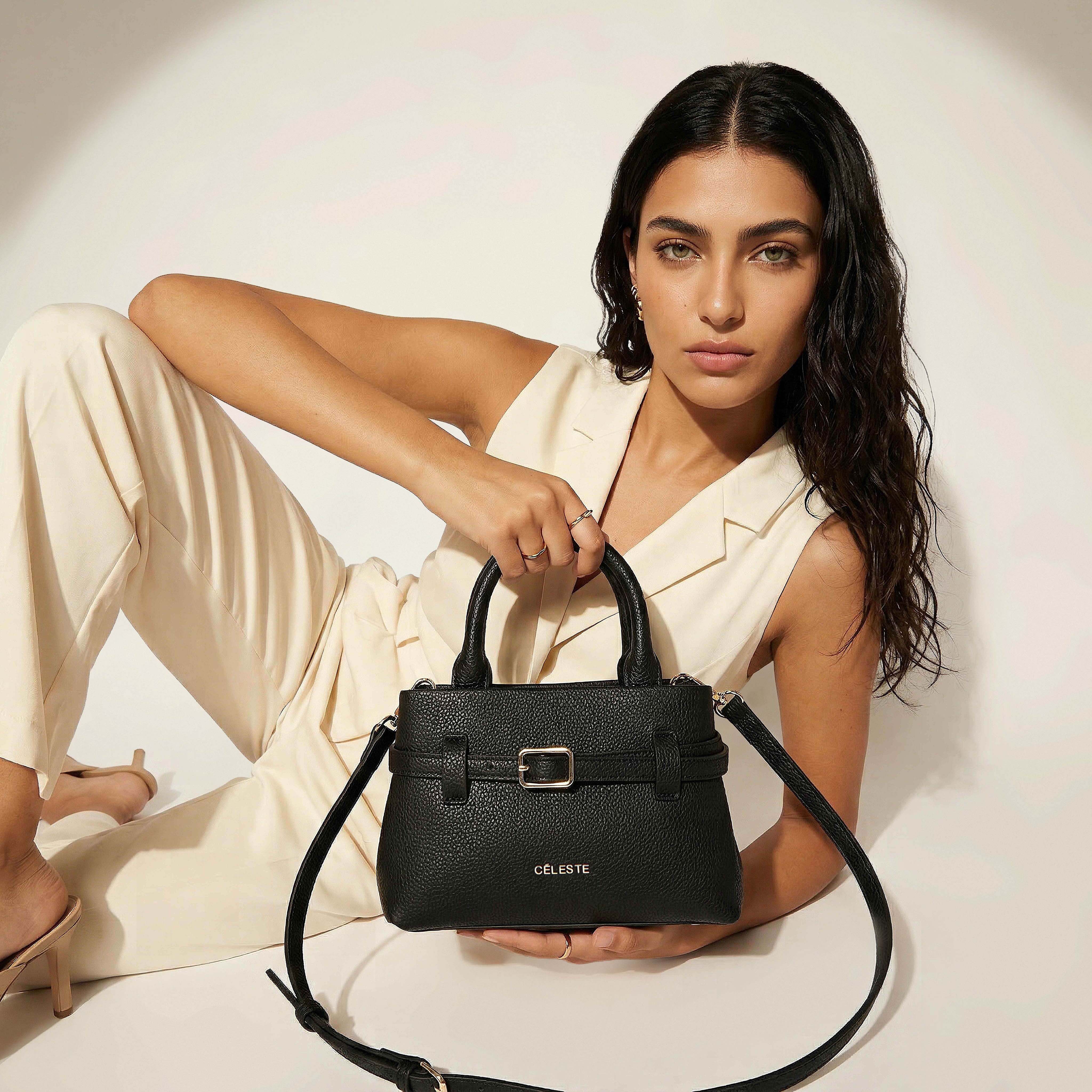 Celeste Buckle Detail Tote Bag with Double Handle-women-bagsandwallets-handbags-image-2