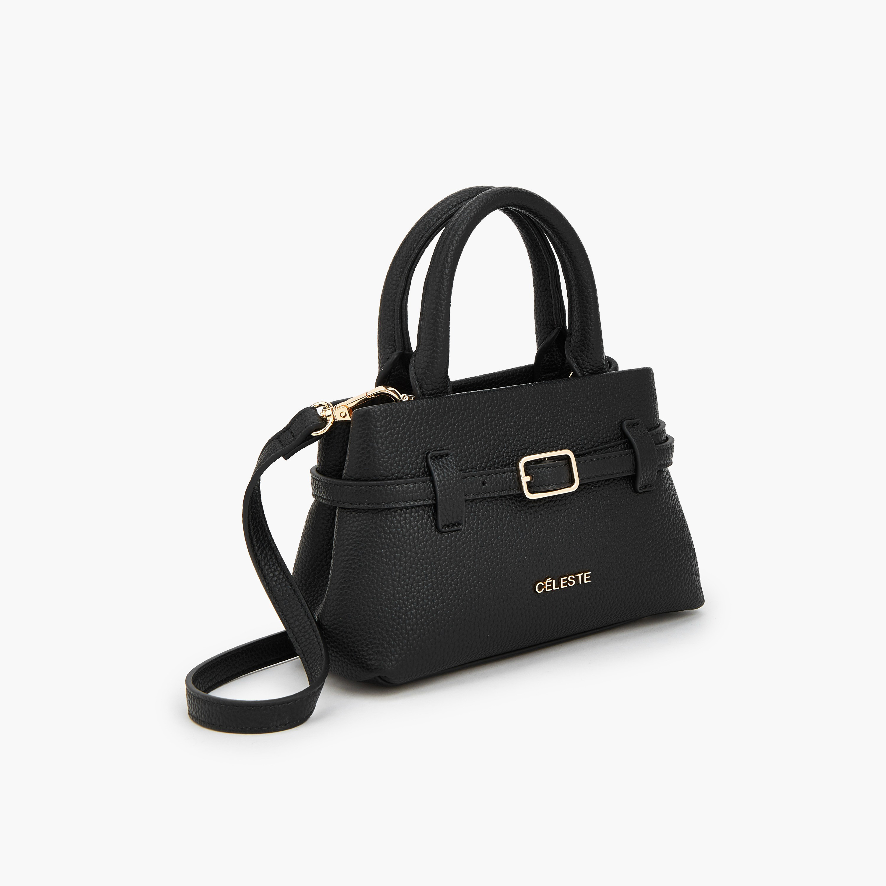 Celeste Buckle Detail Tote Bag with Double Handle-women-bagsandwallets-handbags-image-4