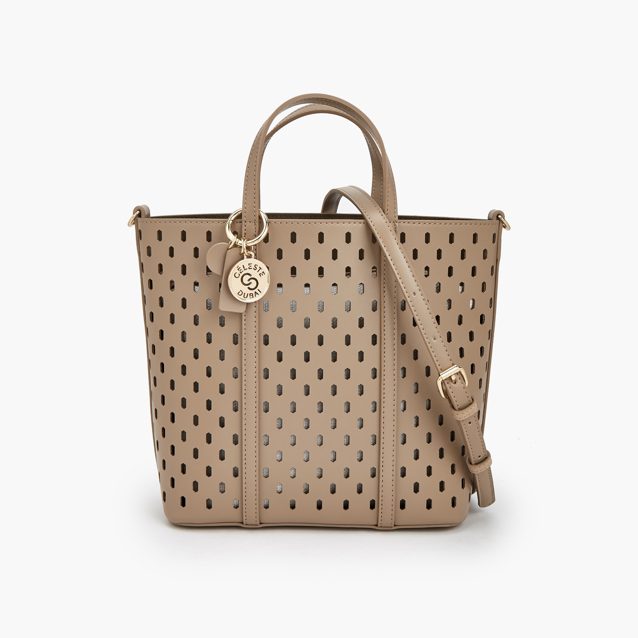 شنطة توت بتفاصيل مفرغة وشنطة صغيرة من سيليست-women-bagsandwallets-handbags-image-1