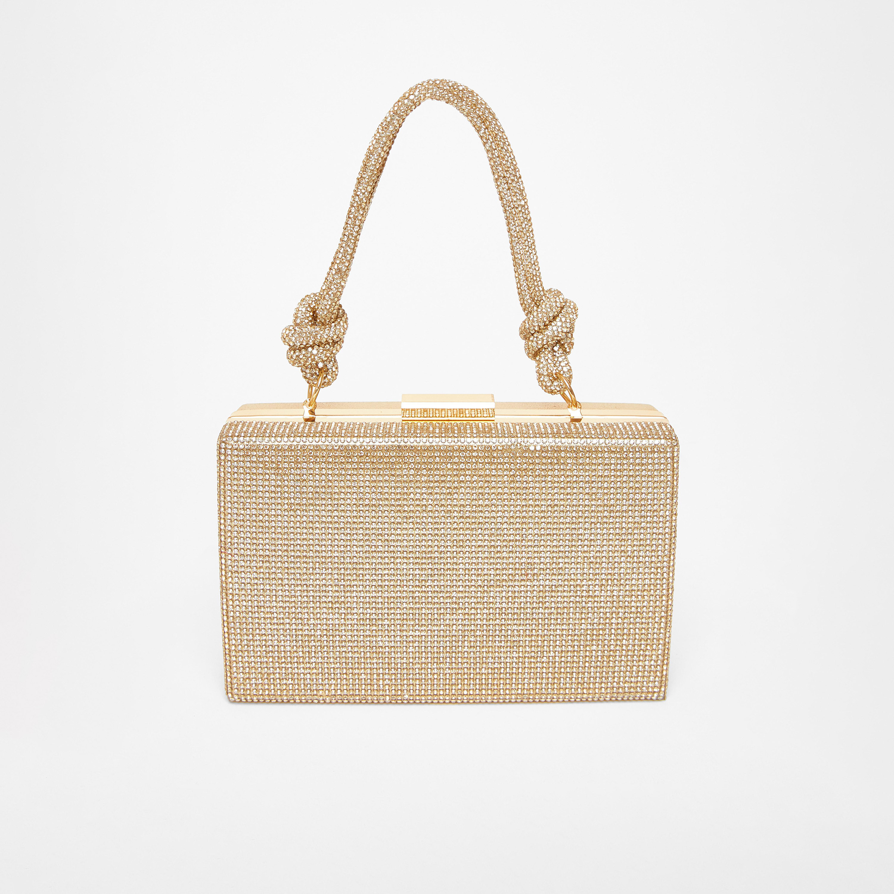 Quiz Diamante Knot Top Handle Clutch with Twist Lock and Detachable Strap | 25 x 8 x 12 cm-women-bagsandwallets-handbags-image-1