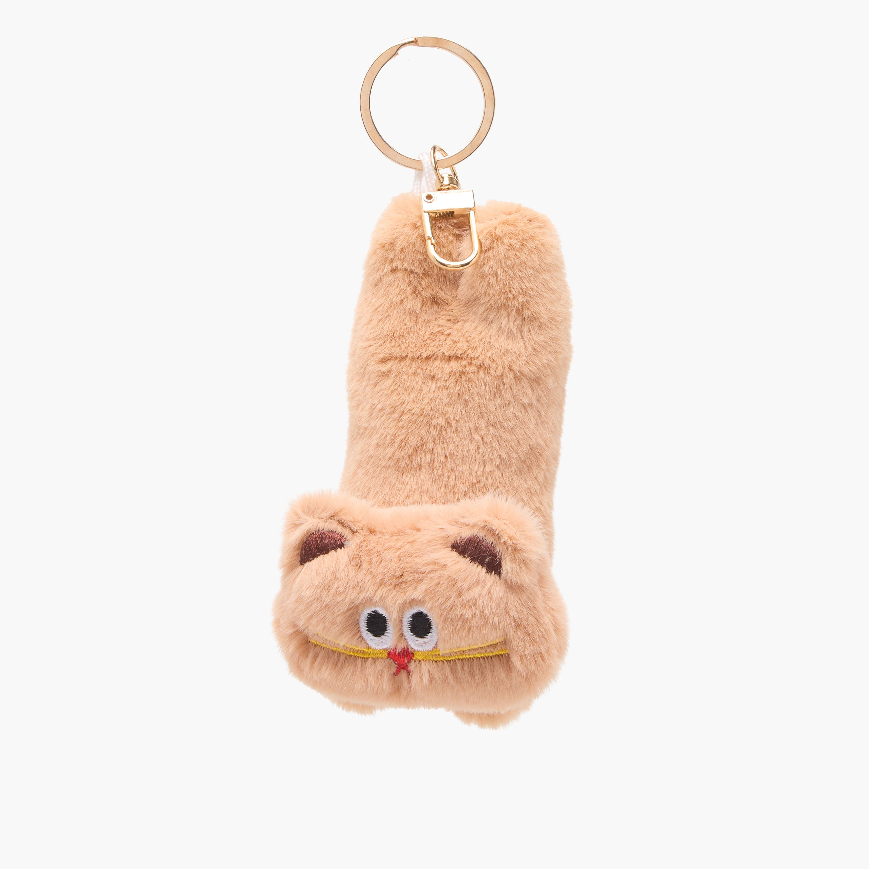 Keychain with Fluffy Cat Accent-girls-accessories-keyringsandbagcharms-image-1