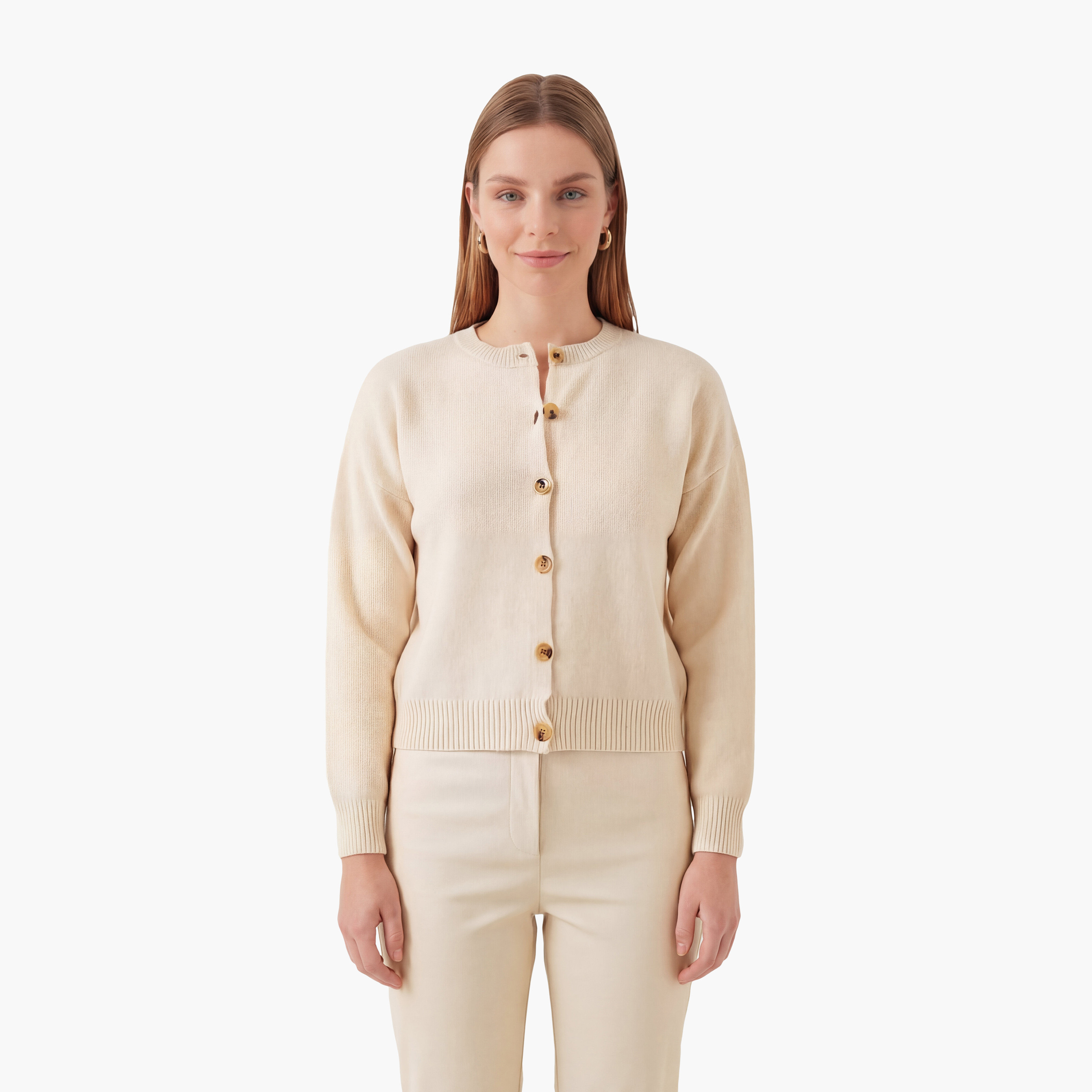 Bianco Lucci Cream Women's Cardigan-women-winterwear-cardigansandjumpers-cardigans-image-1